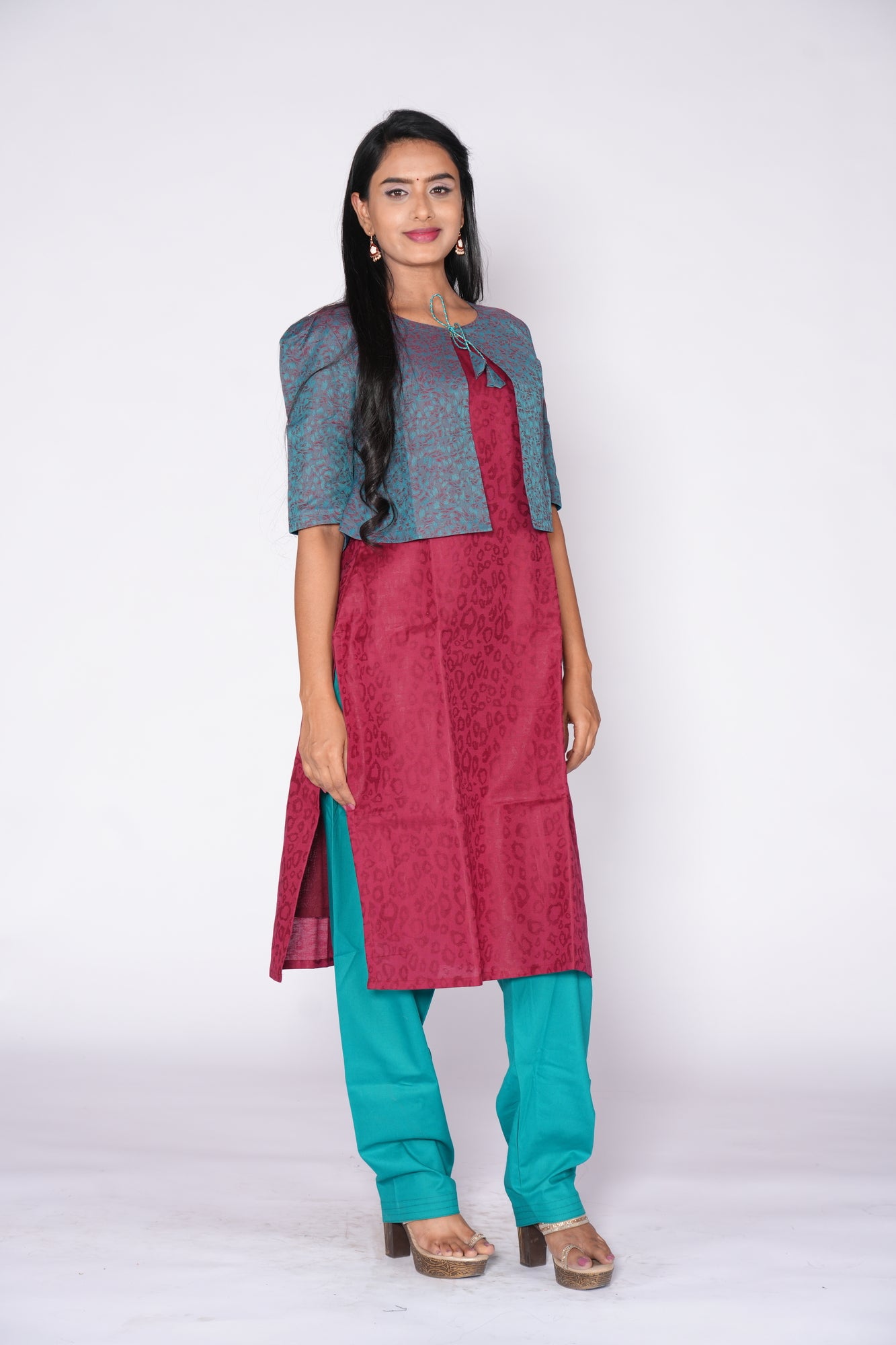 Shrug with Maroon Cotton Top