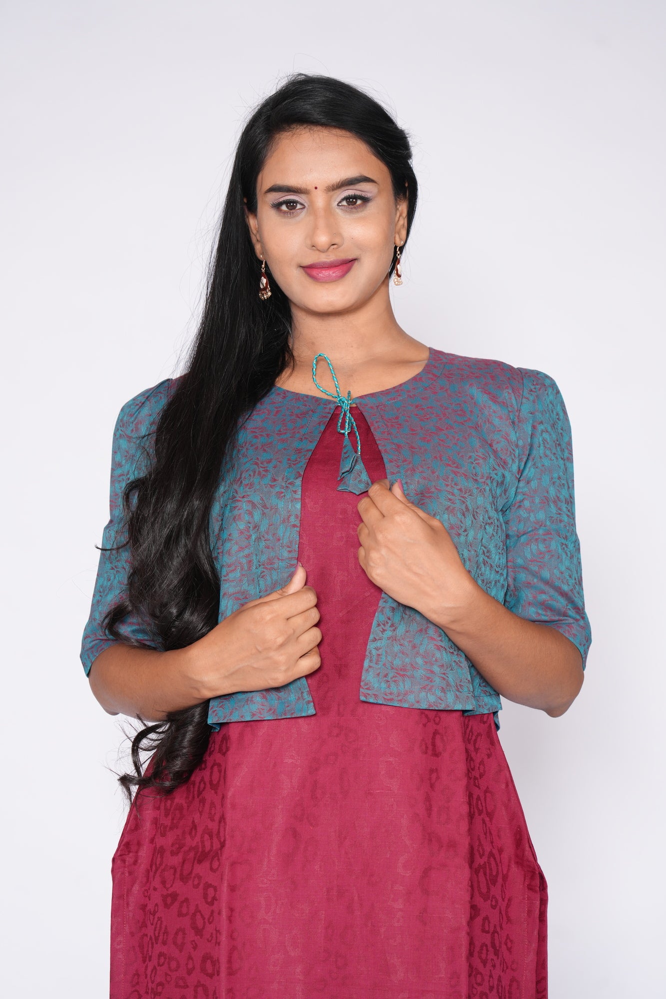Shrug with Maroon Cotton Top