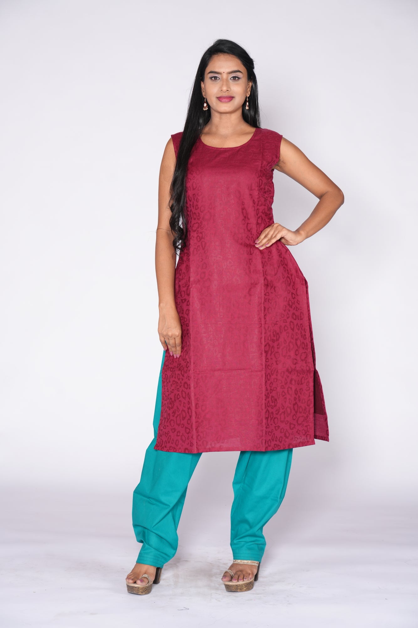 Shrug with Maroon Cotton Top