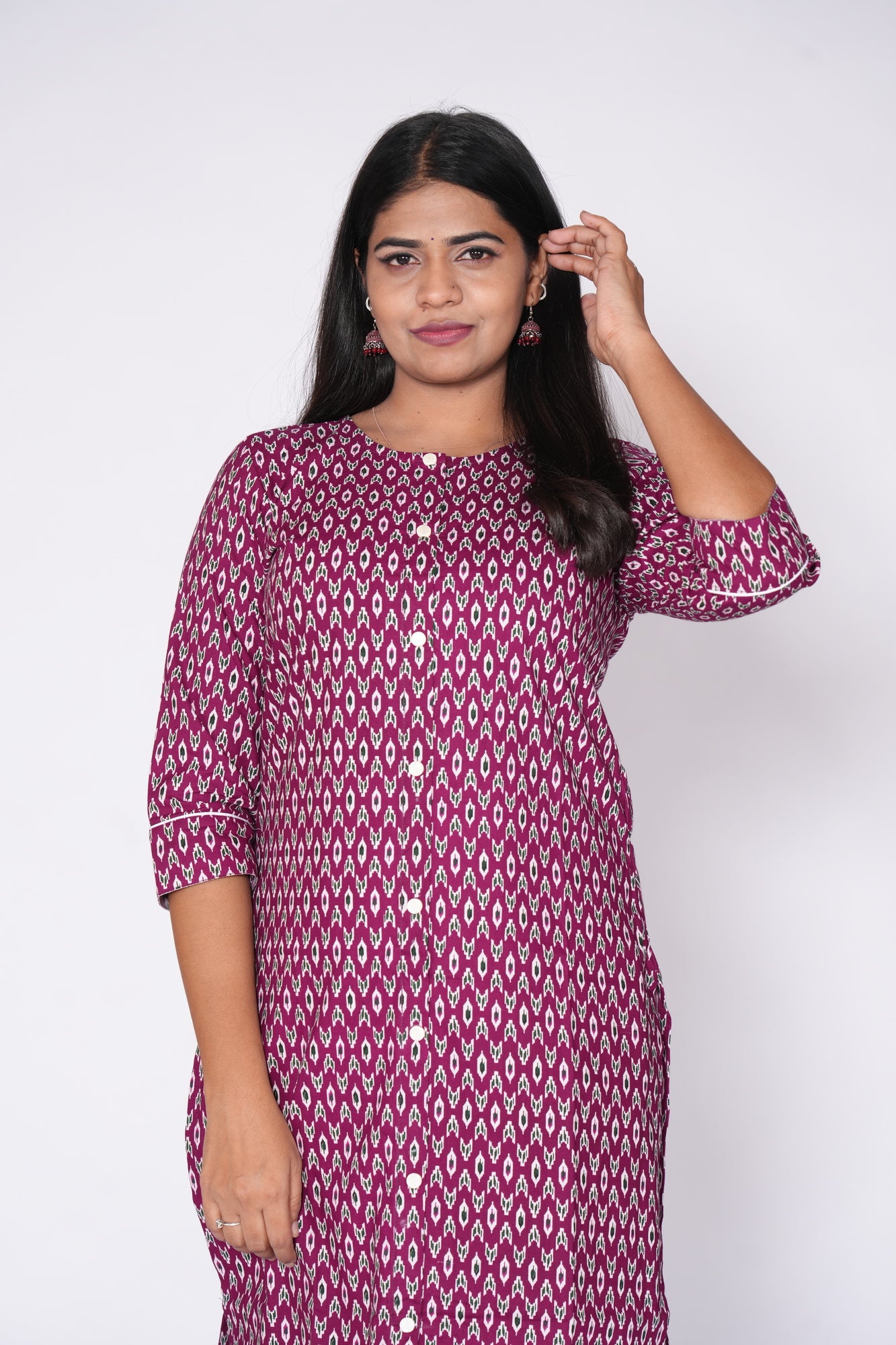 Front Slit Premium Wine Color Kurti