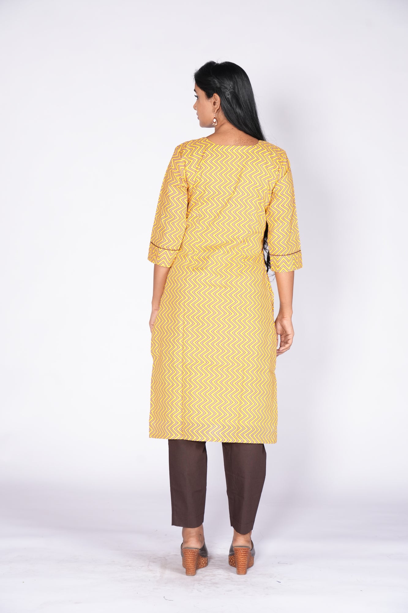 Yellow ZigZag Patterned kurti