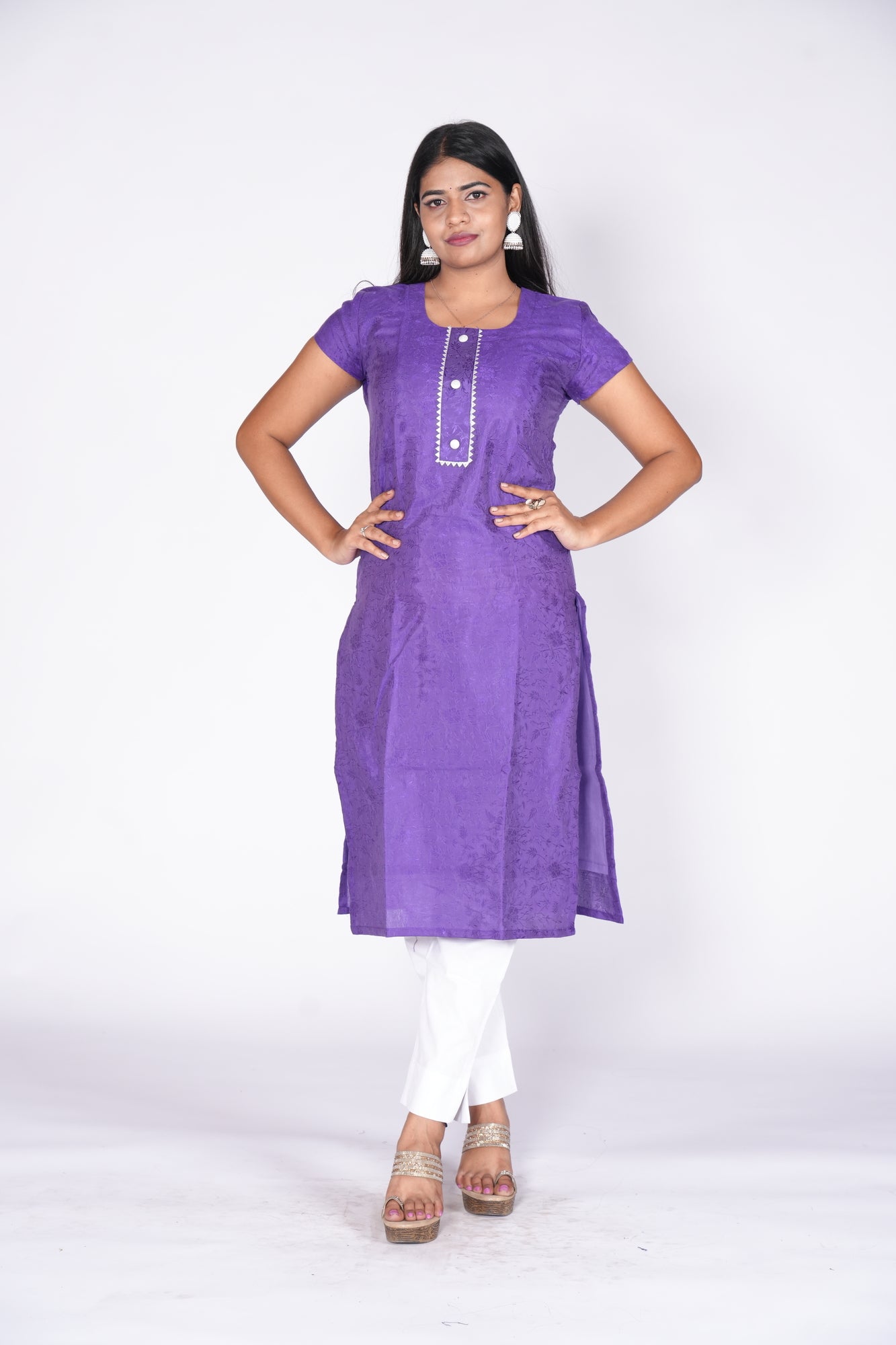 Violet Self Printed Kurti
