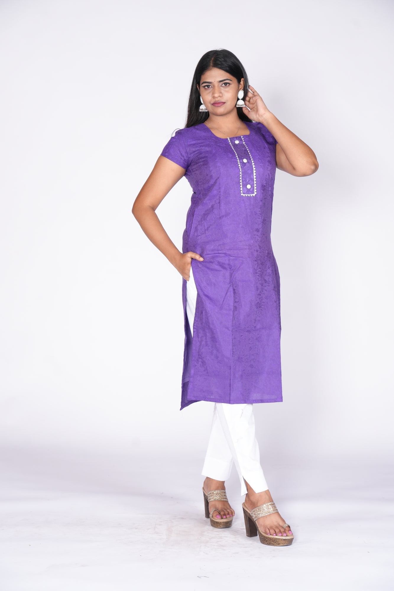 Violet Self Printed Kurti