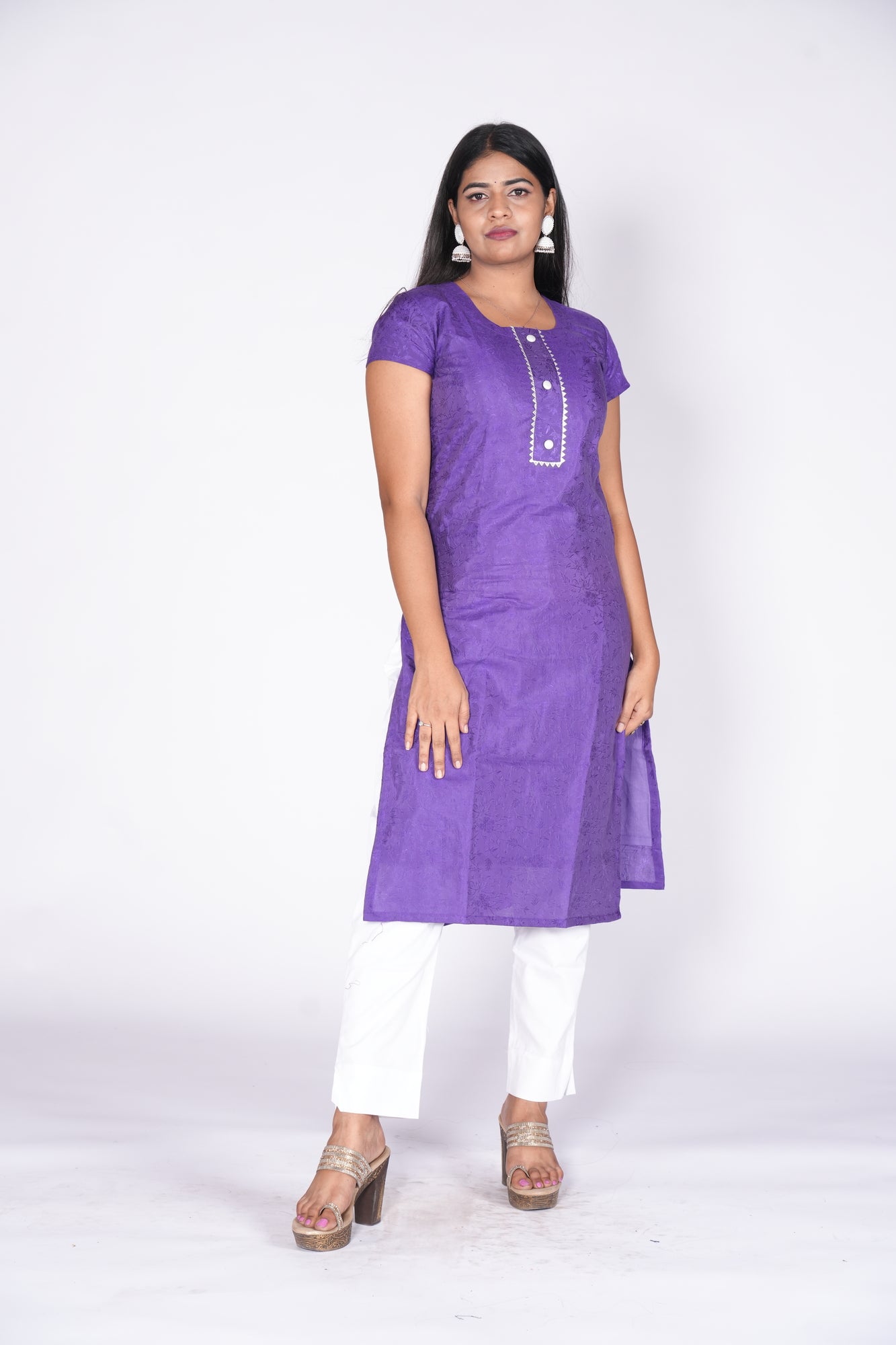 Violet Self Printed Kurti