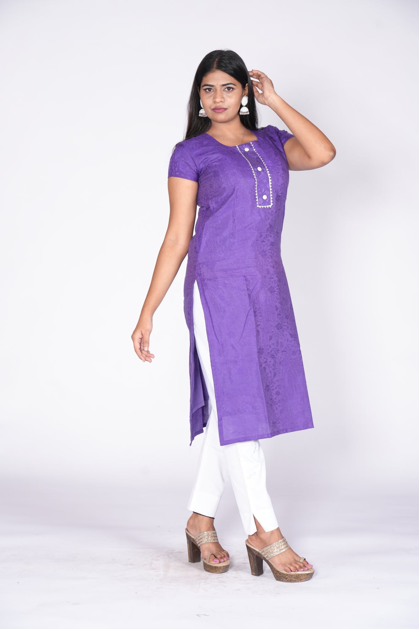 Violet Self Printed Kurti