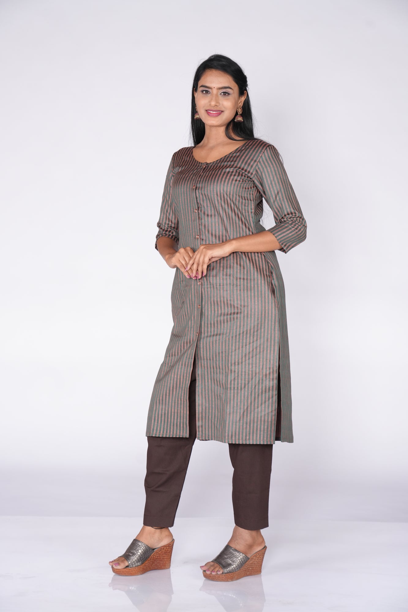 Green Banaras Cotton striped line Top