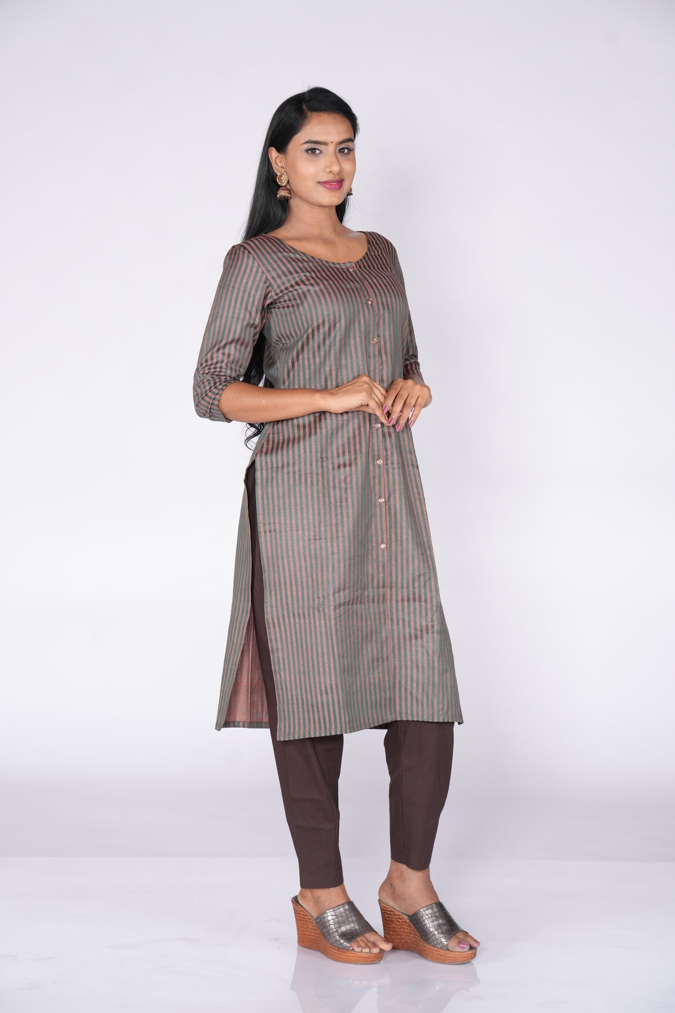Green Banaras Cotton striped line Top