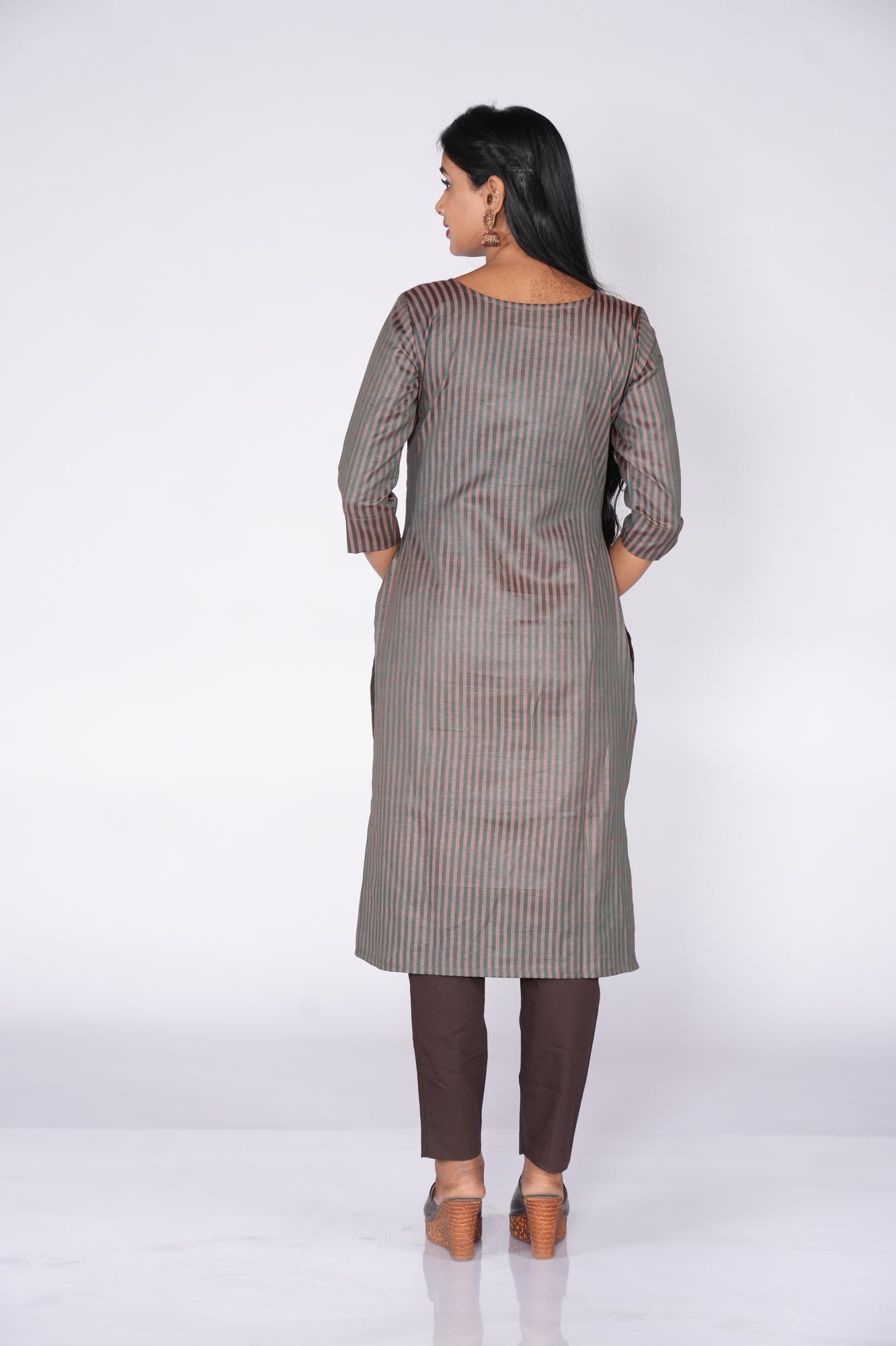 Green Banaras Cotton striped line Top