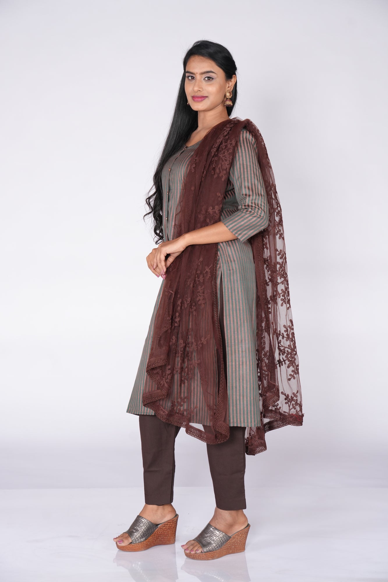 Green Banaras Cotton striped line Top