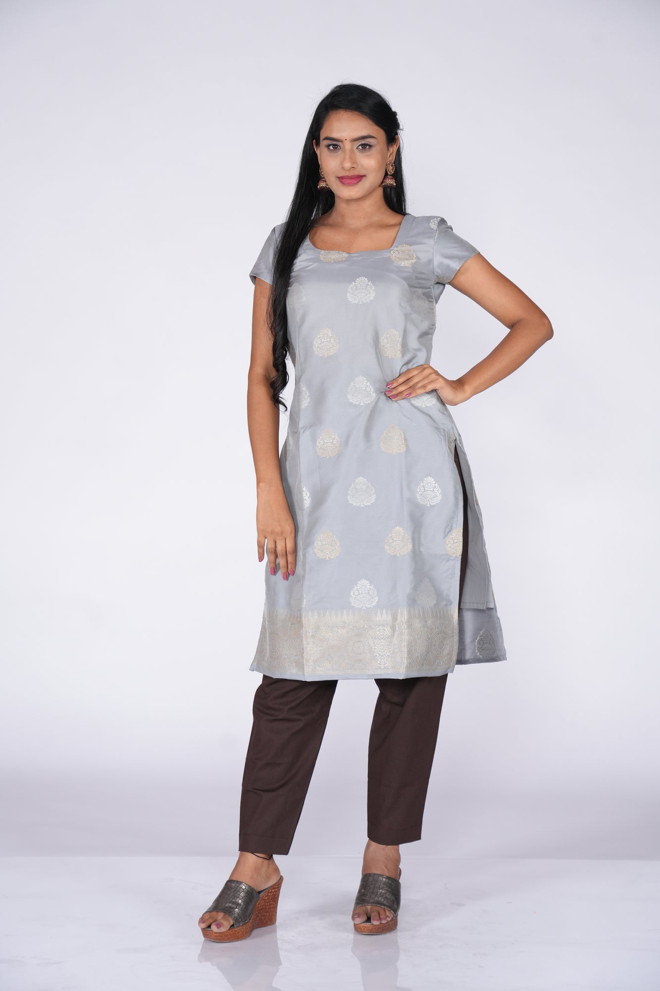 Grey Banaras Ethnic kurta