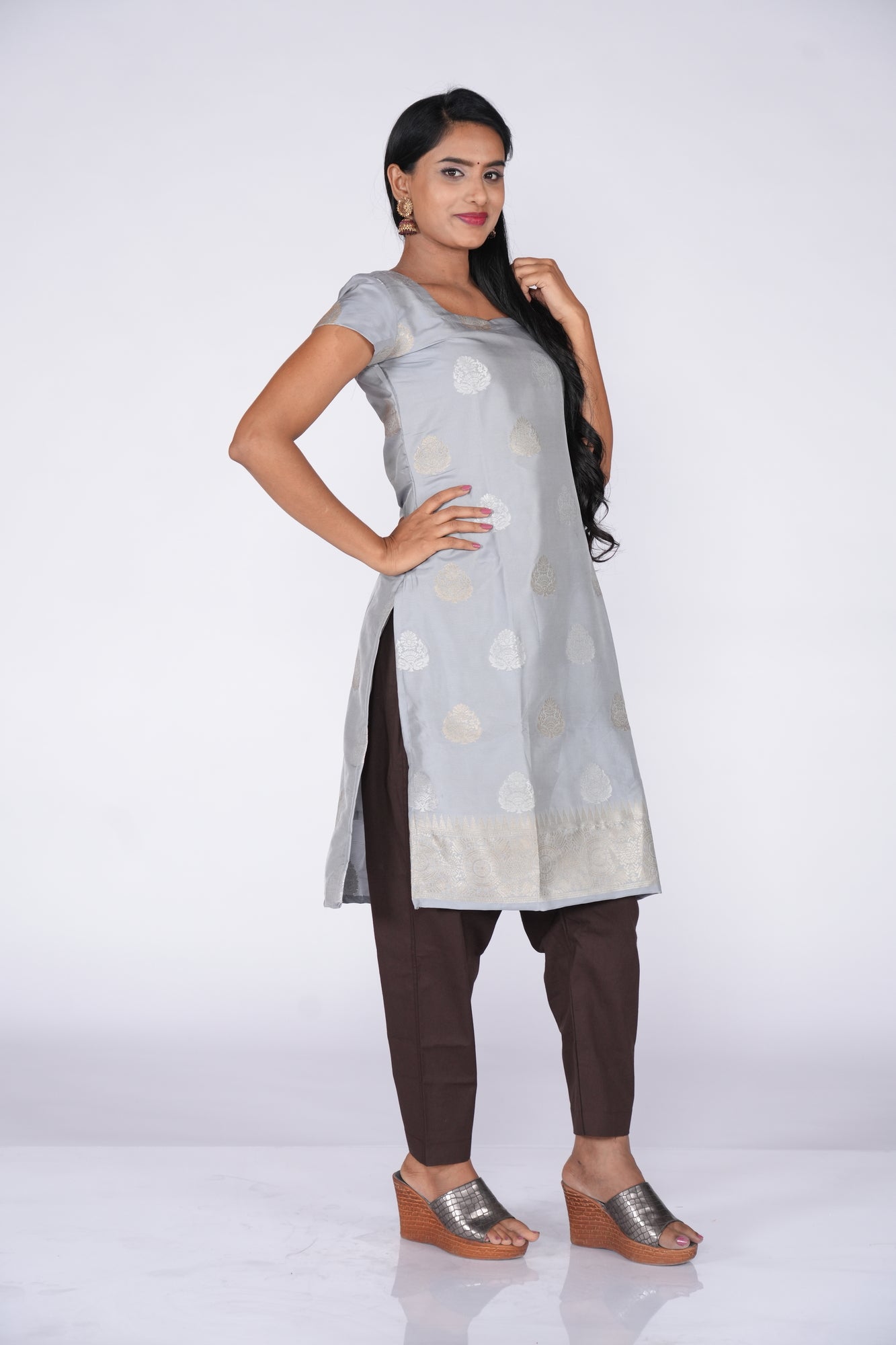 Grey Banaras Ethnic kurta