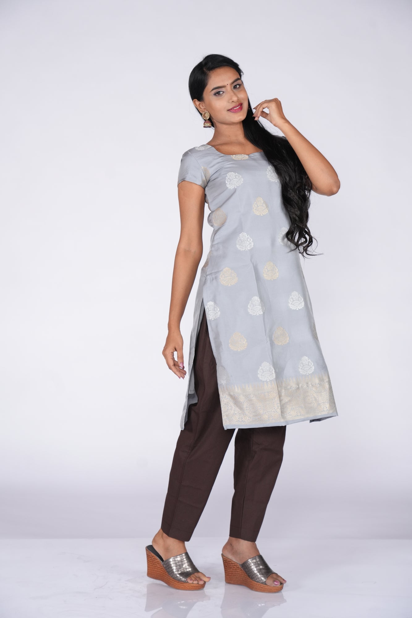 Grey Banaras Ethnic kurta