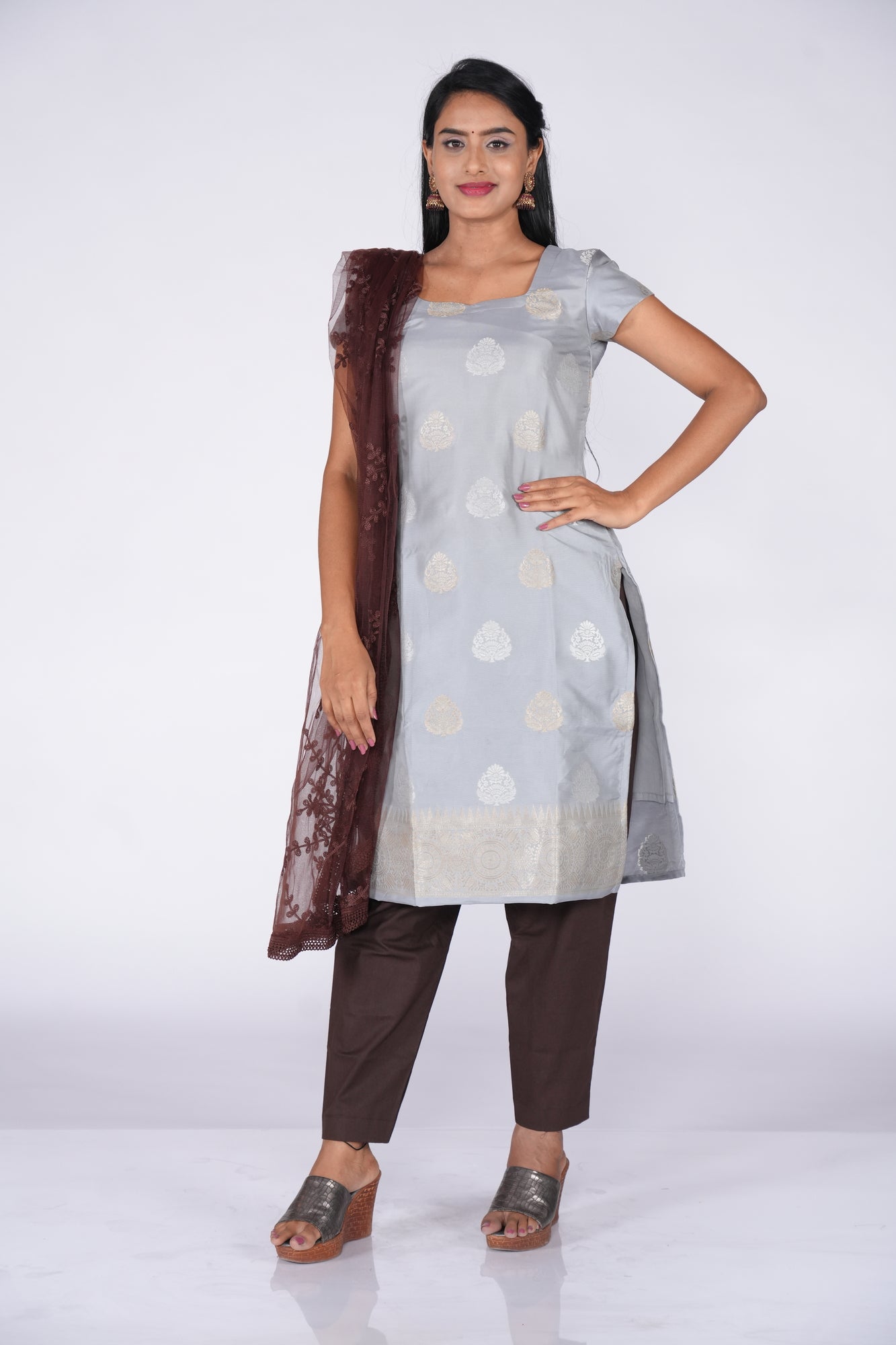 Grey Banaras Ethnic kurta