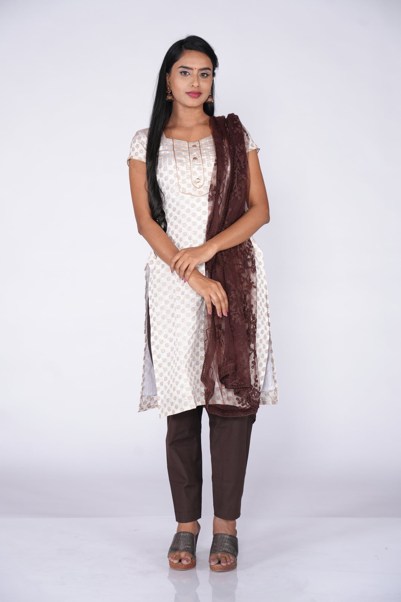 White Banaras Partywear Top