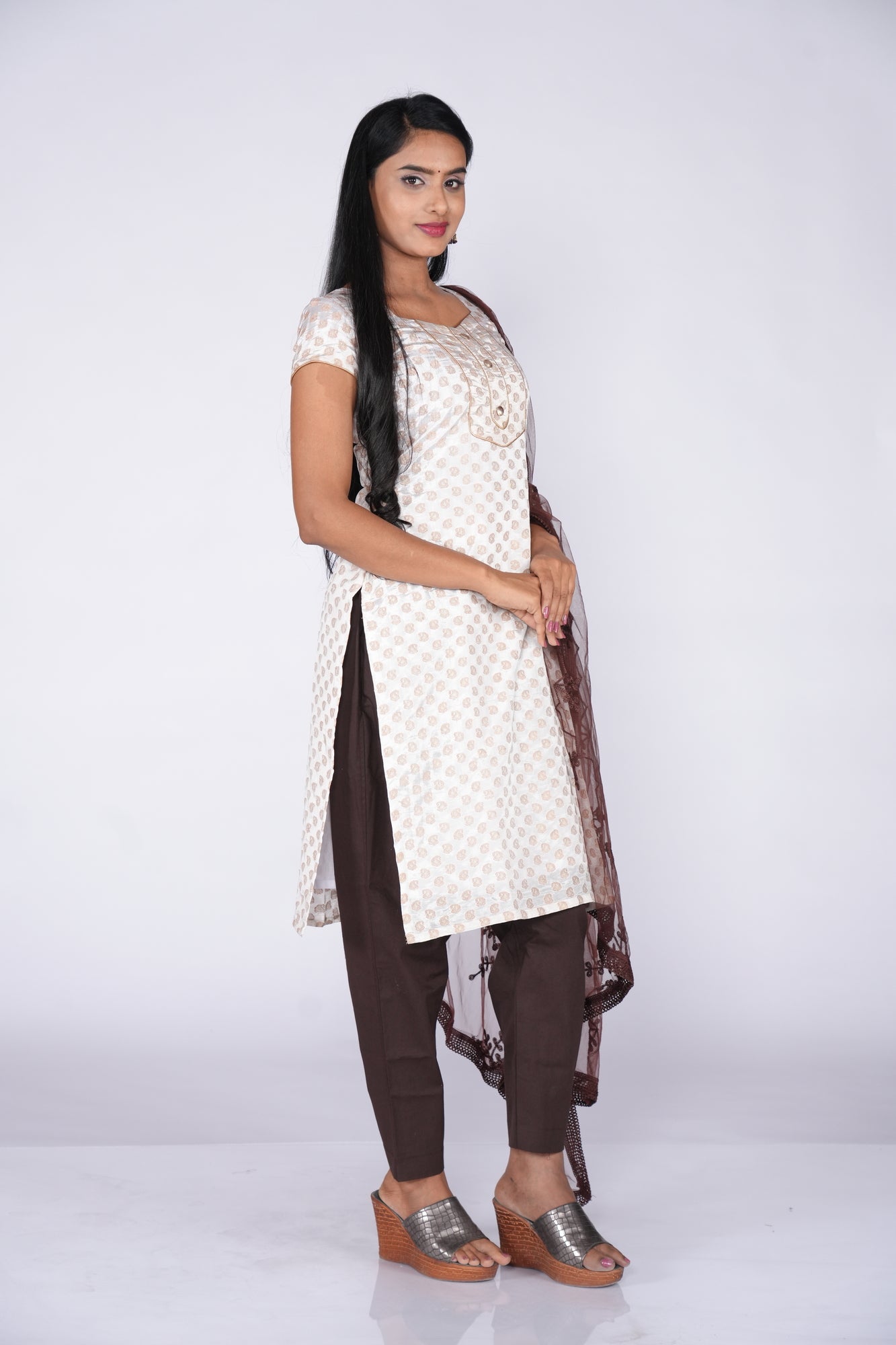 White Banaras Partywear Top