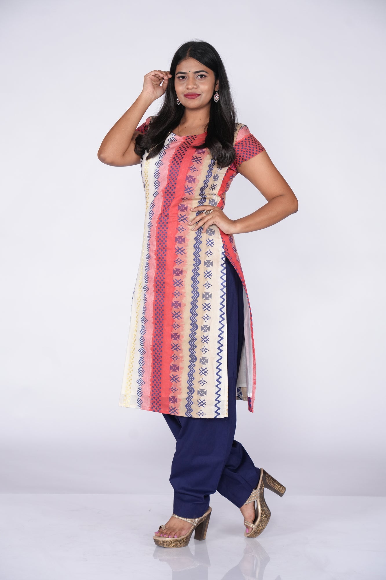 Multi Line Patterned Kurti