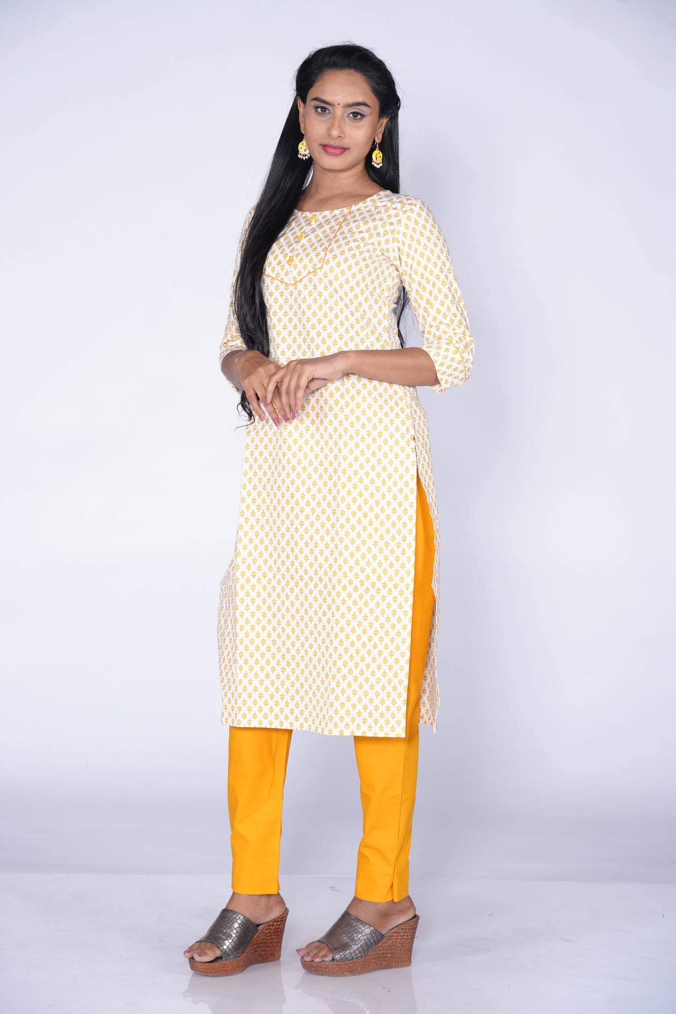 White Yellow Cotton Top