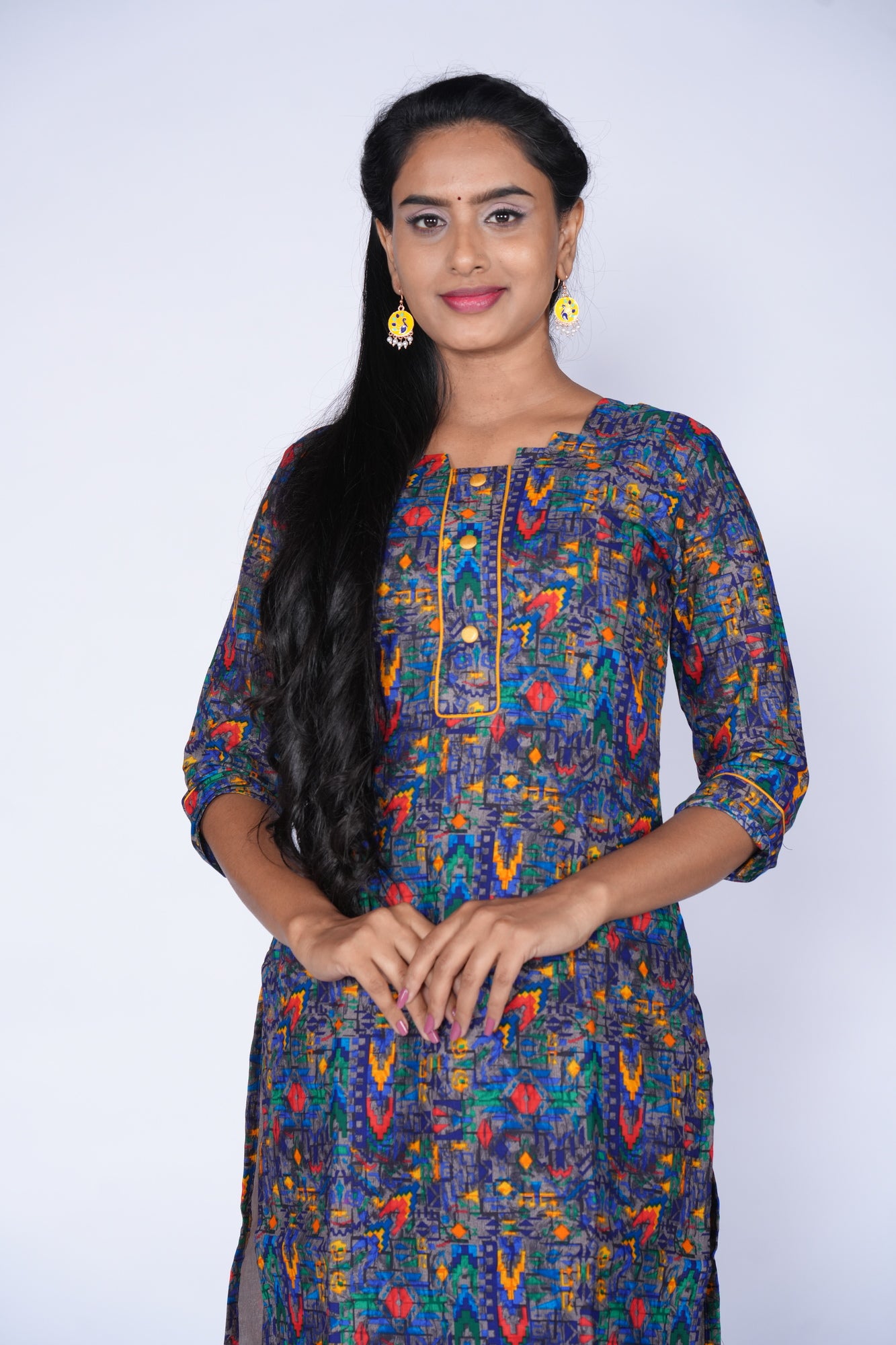 Premium Blue with Multicolour kurti