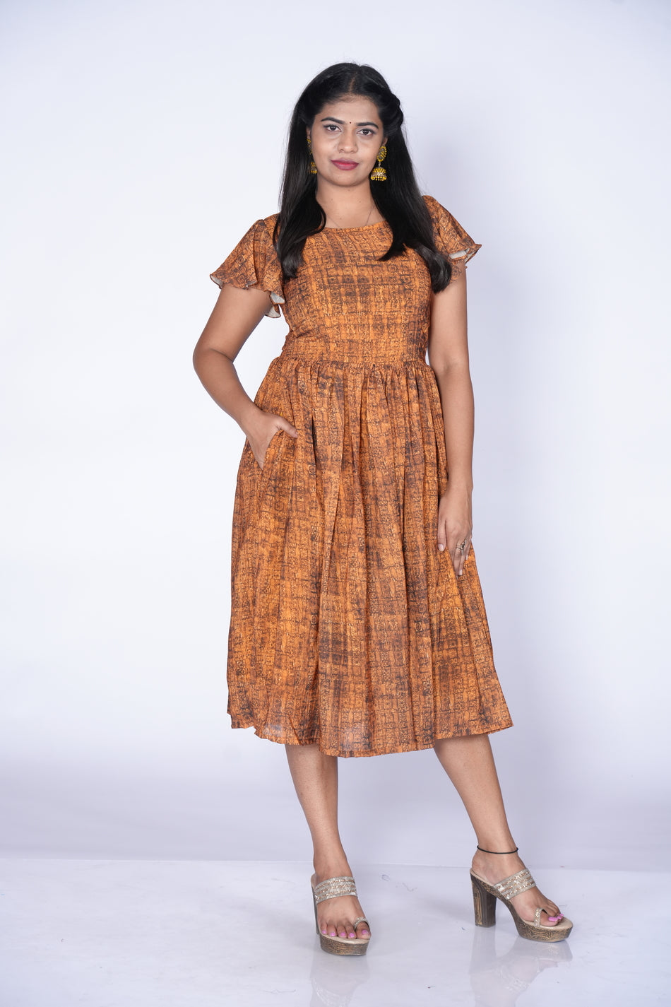 Yellow georgette Frock