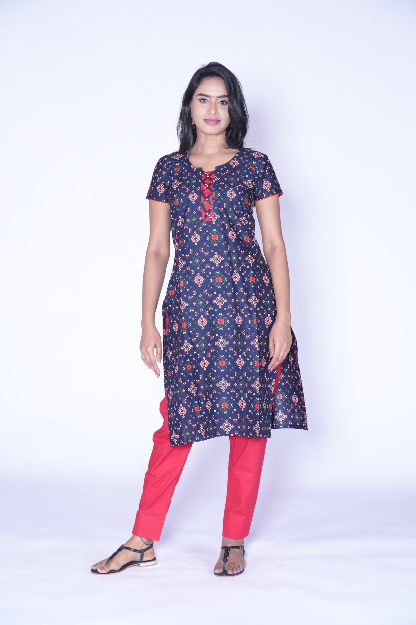 Patola Design cotton Blue and Red