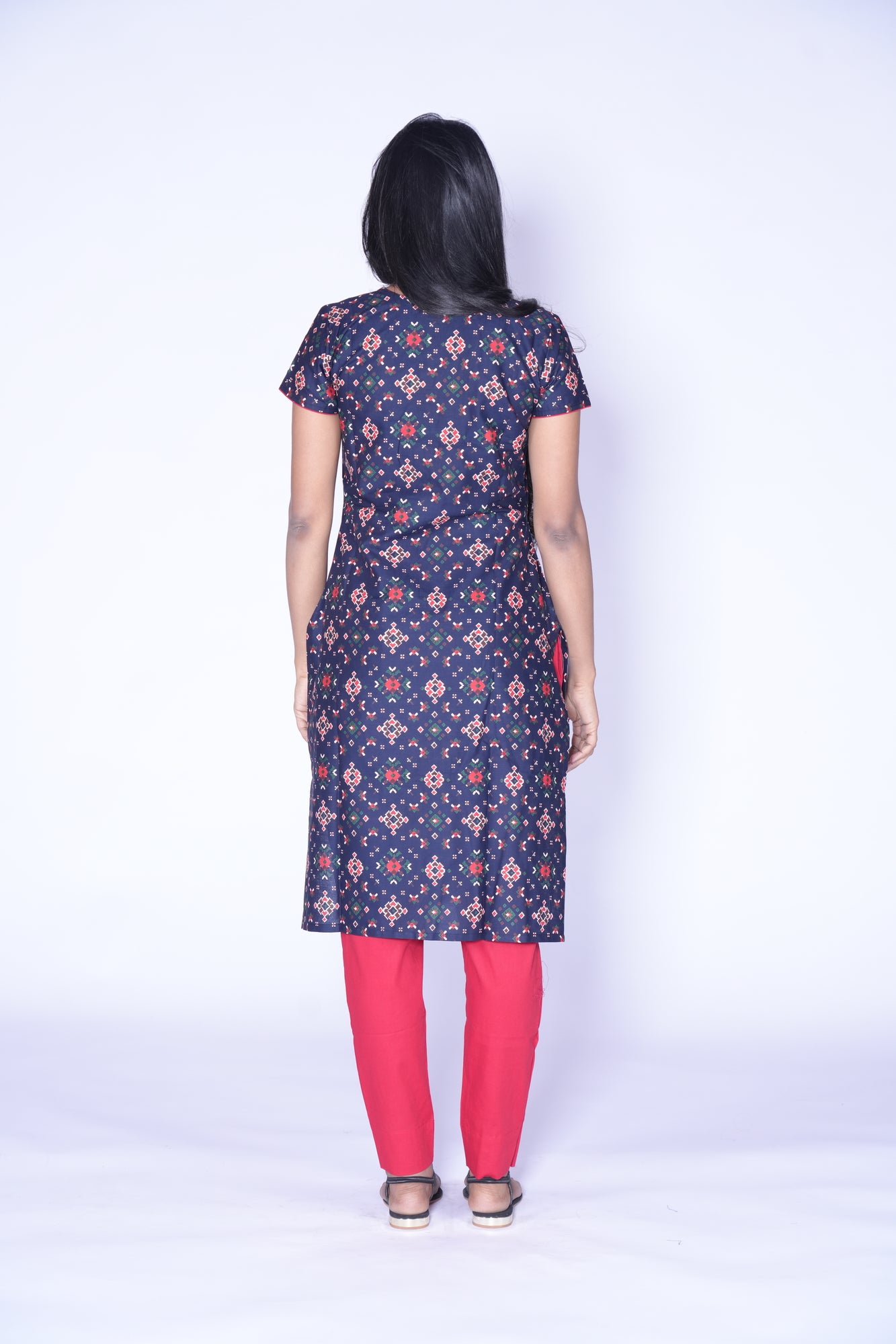 Patola Design cotton Blue and Red
