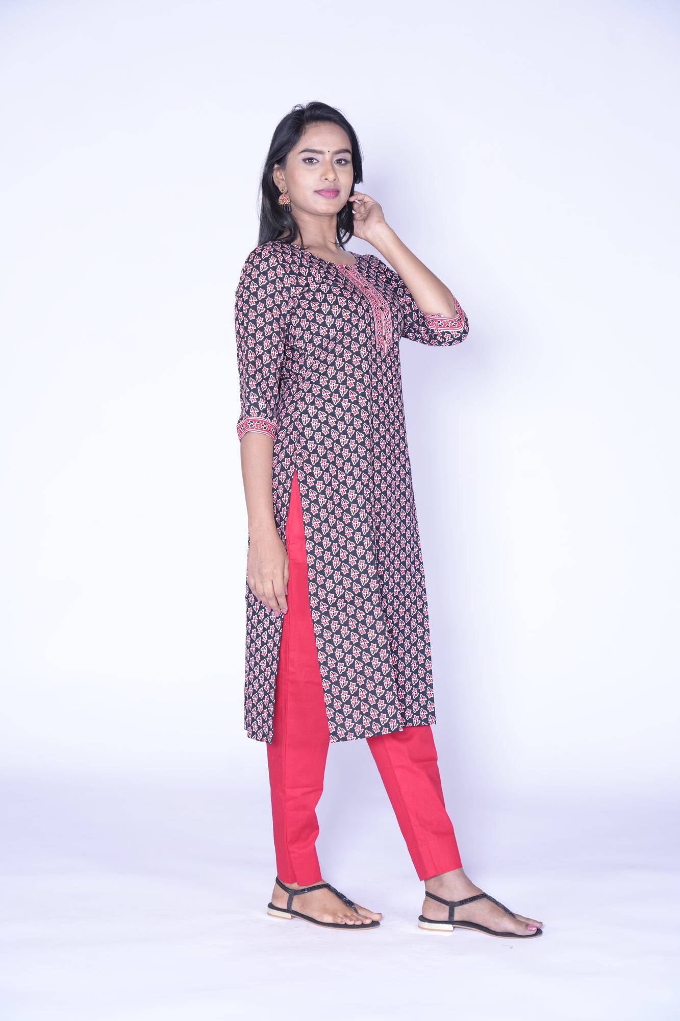 Black and Red Cotton kurti
