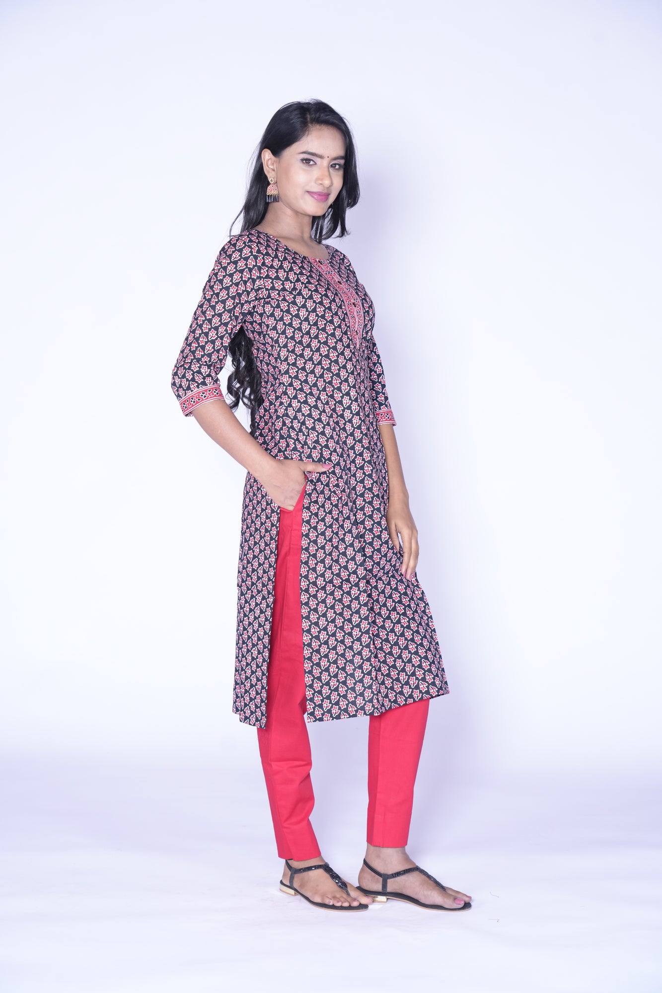 Black and Red Cotton kurti