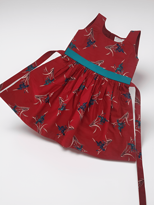 Maroon Sky Blue Floral Frock