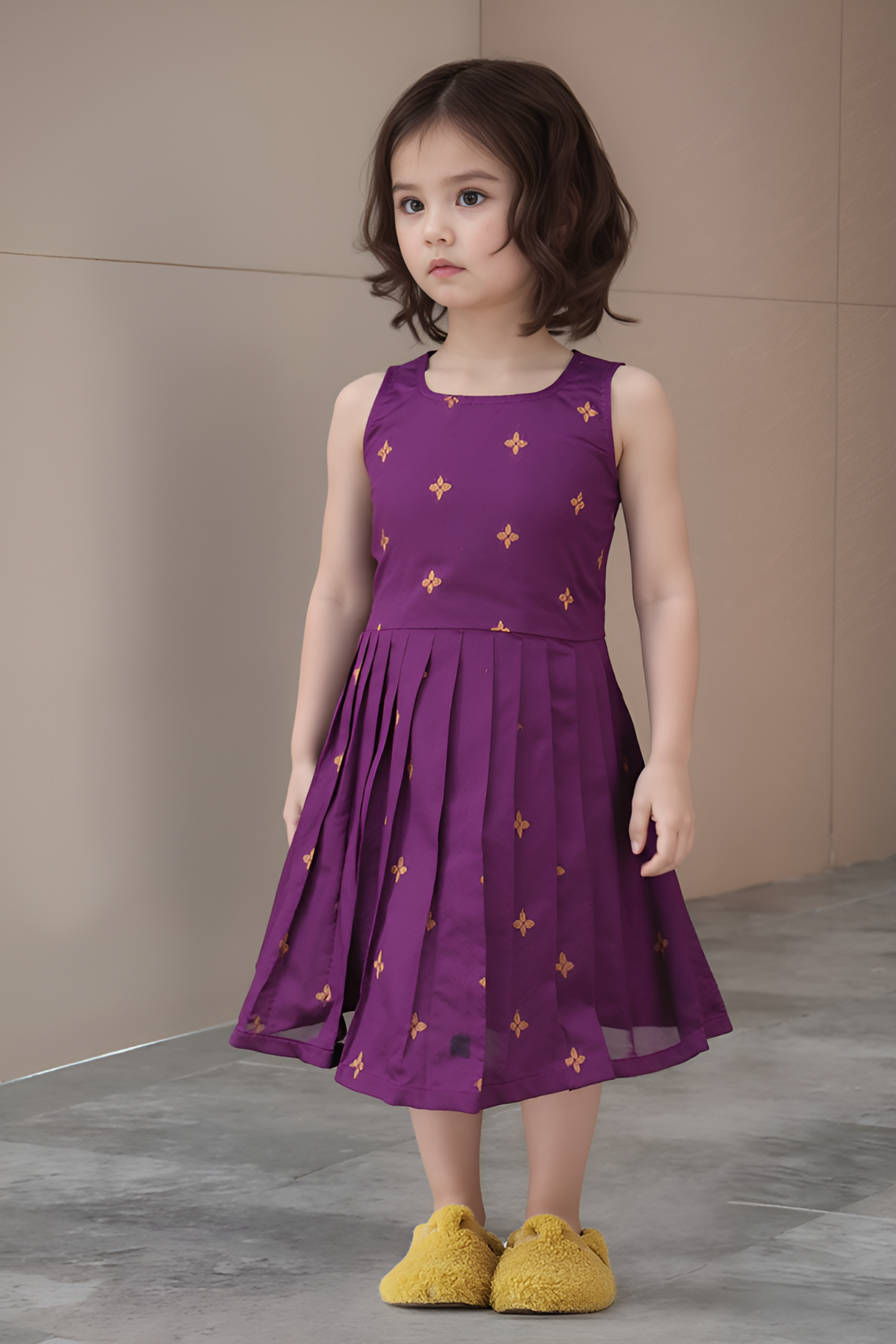 Purple Sleeveless Frill Frock