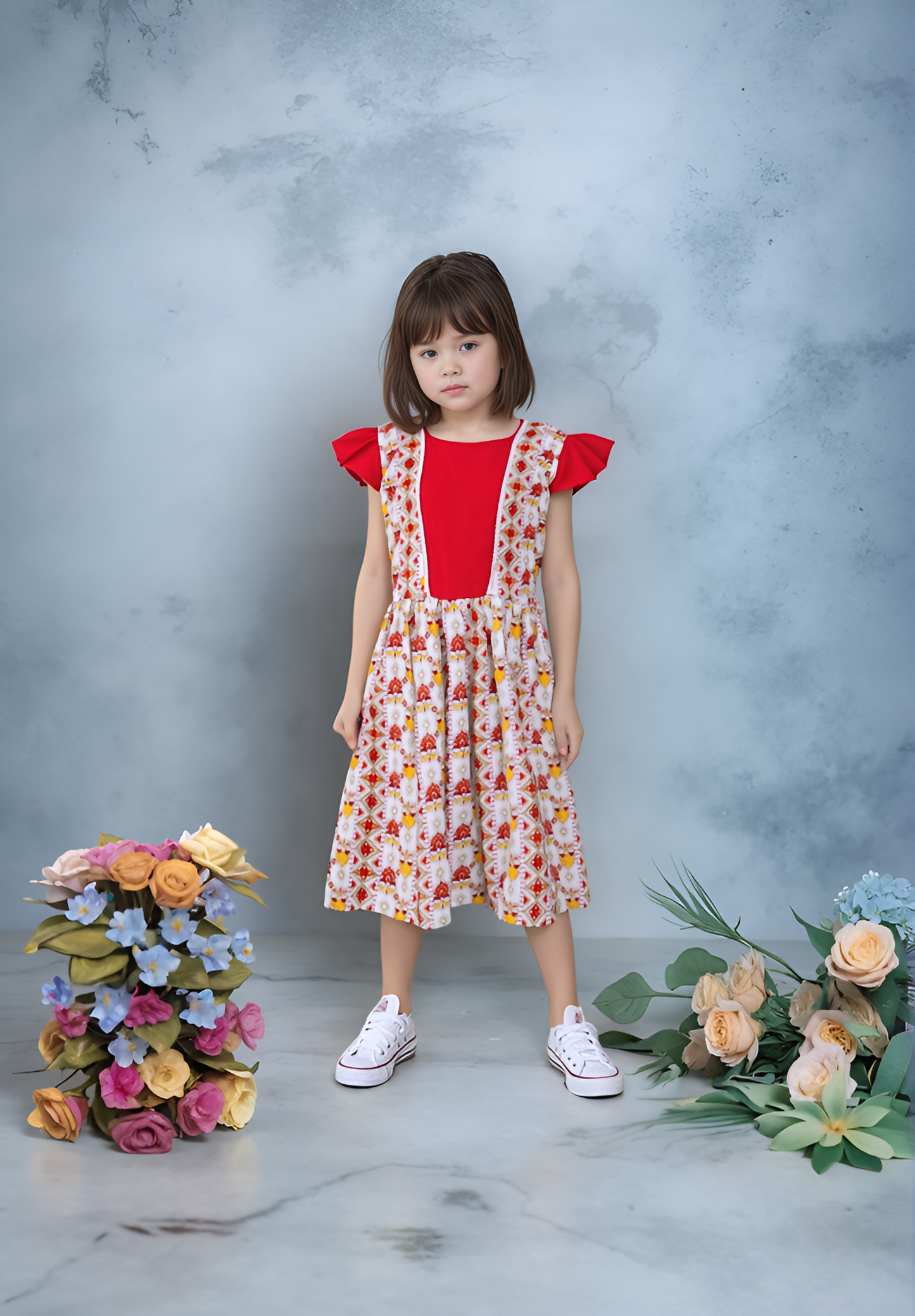 Crayon Days Red Cotton Frock