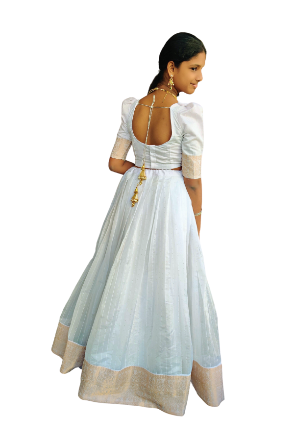 Chanderi Lahenga White sequins Pattern