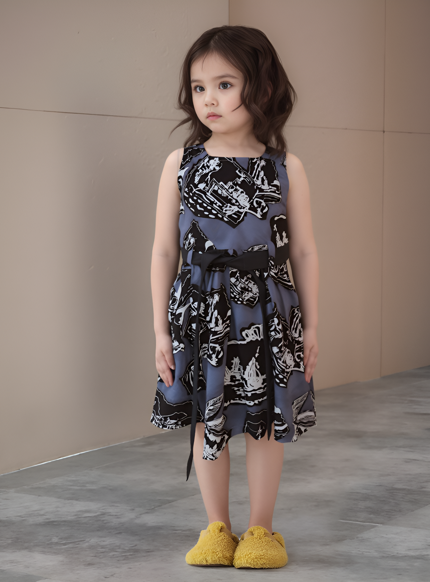 Abstract Print Grey Frock