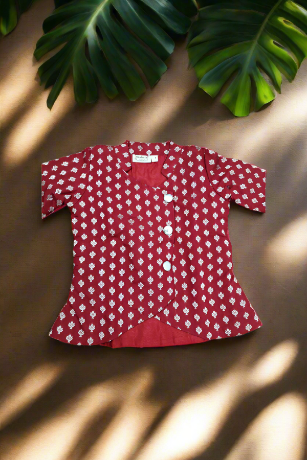 Maroon Banaras Kurta Dhoti