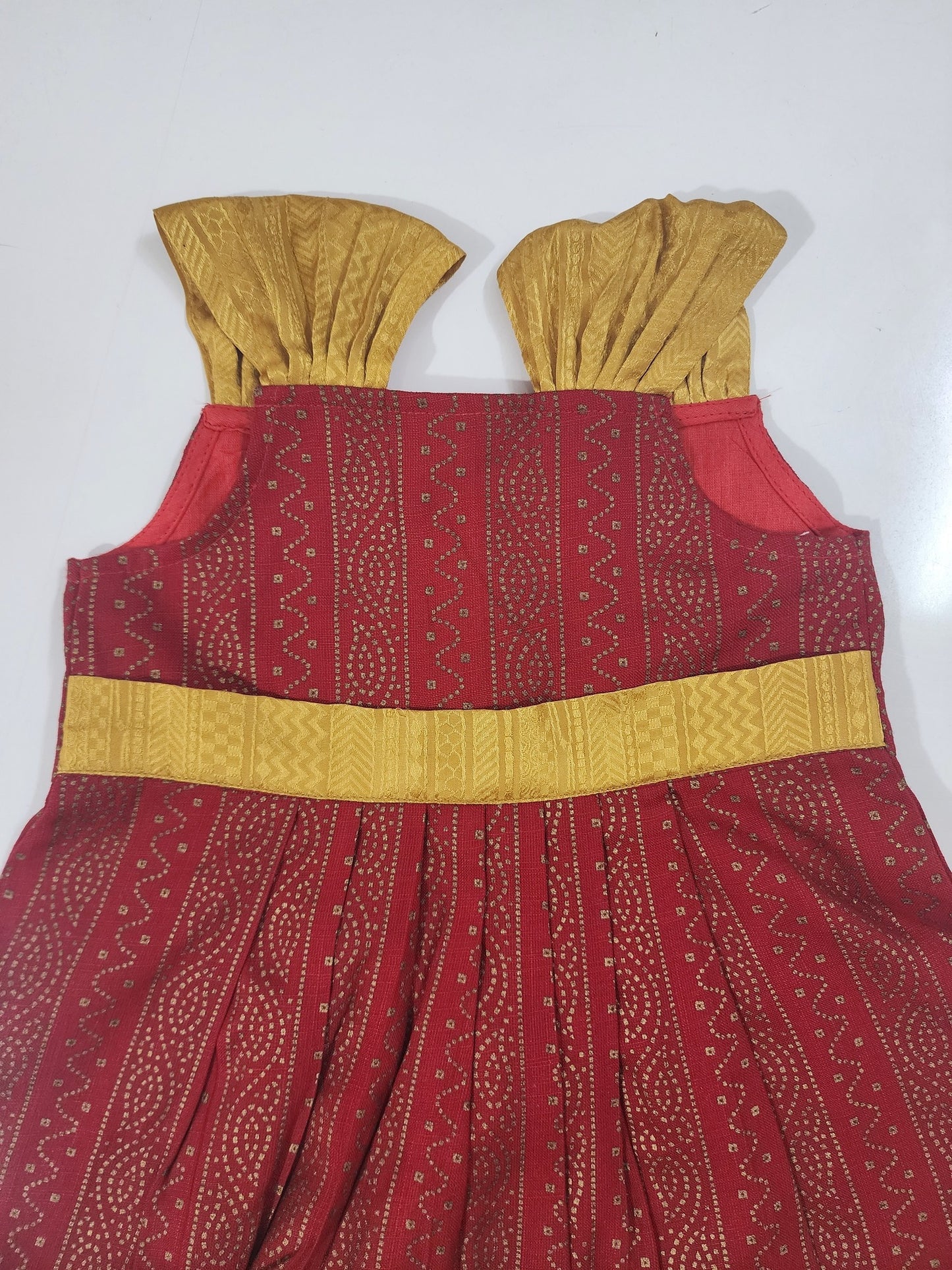 Red Rangoli Gold Kids Frock