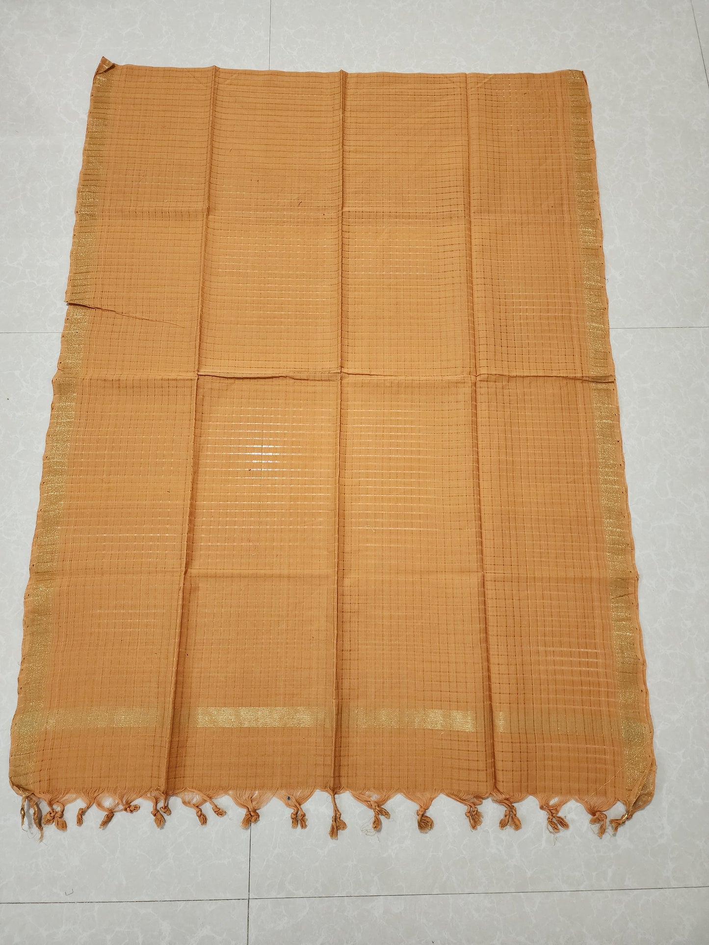 Handloom Cotton Brown Checks Dupatta