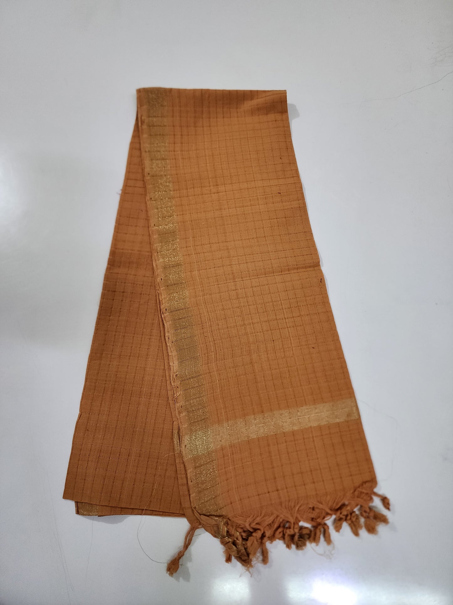 Handloom Cotton Brown Checks Dupatta