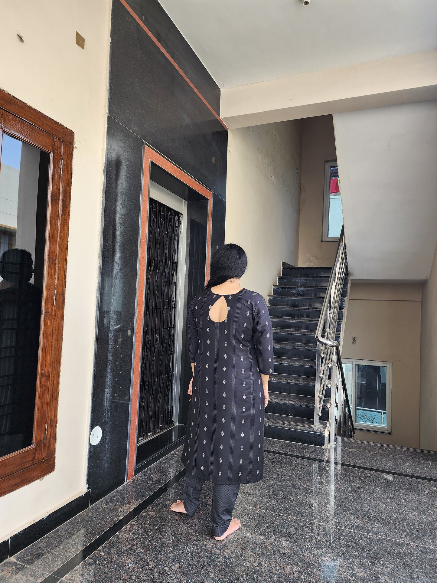 Black Cotton Dress Set