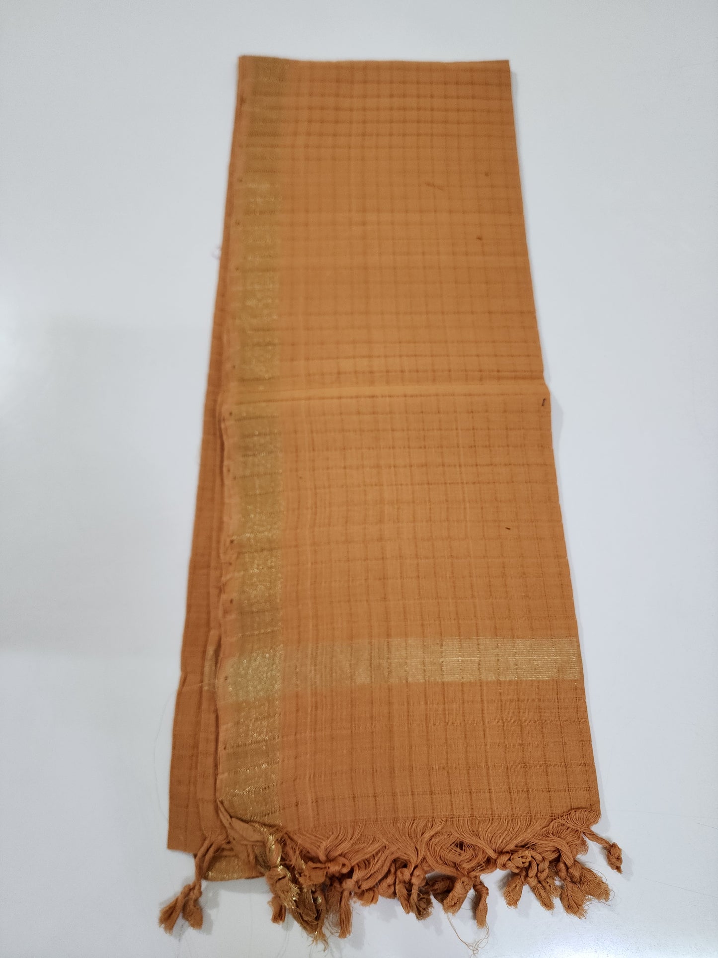 Handloom Cotton Brown Checks Dupatta