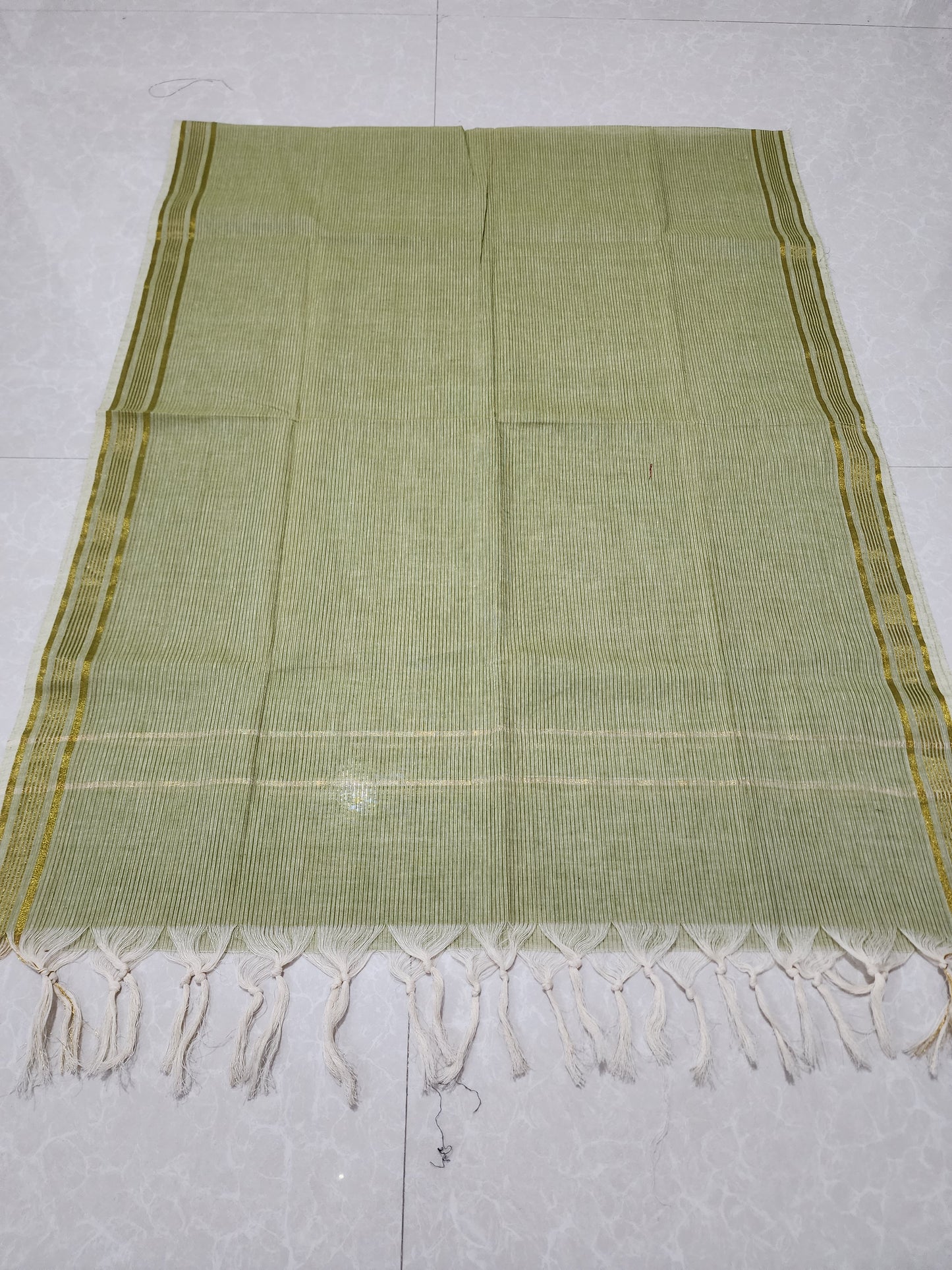 Handloom Cotton pista Green Dupatta