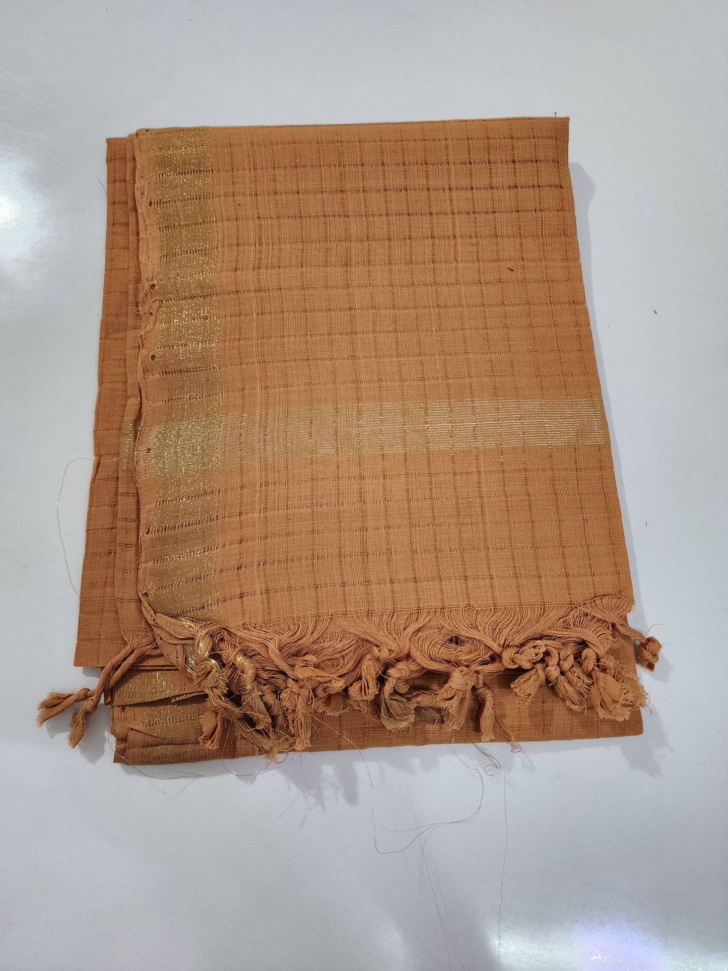 Handloom Cotton Brown Checks Dupatta