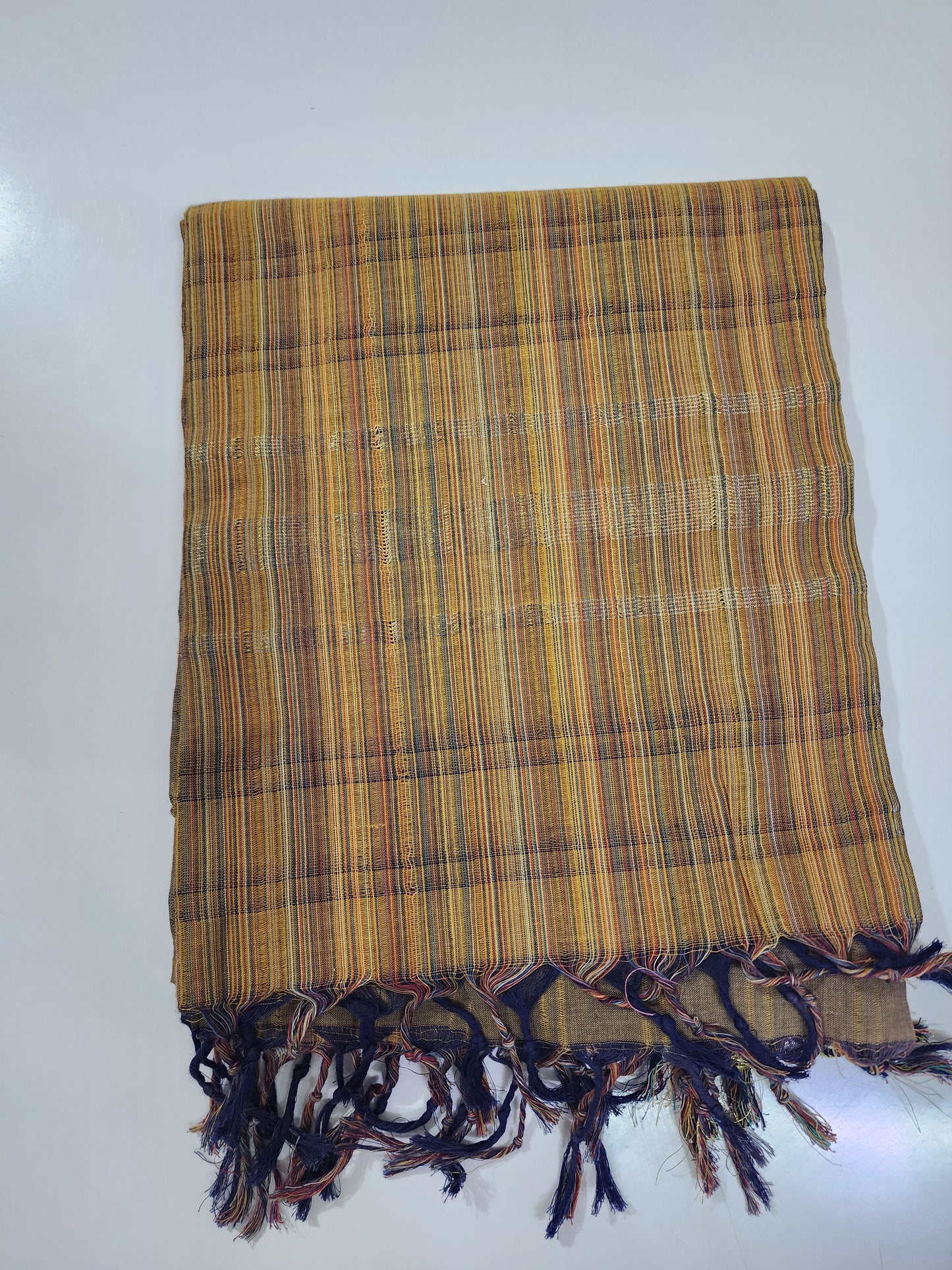 Handloom Cotton Beige and Blue Dupatta