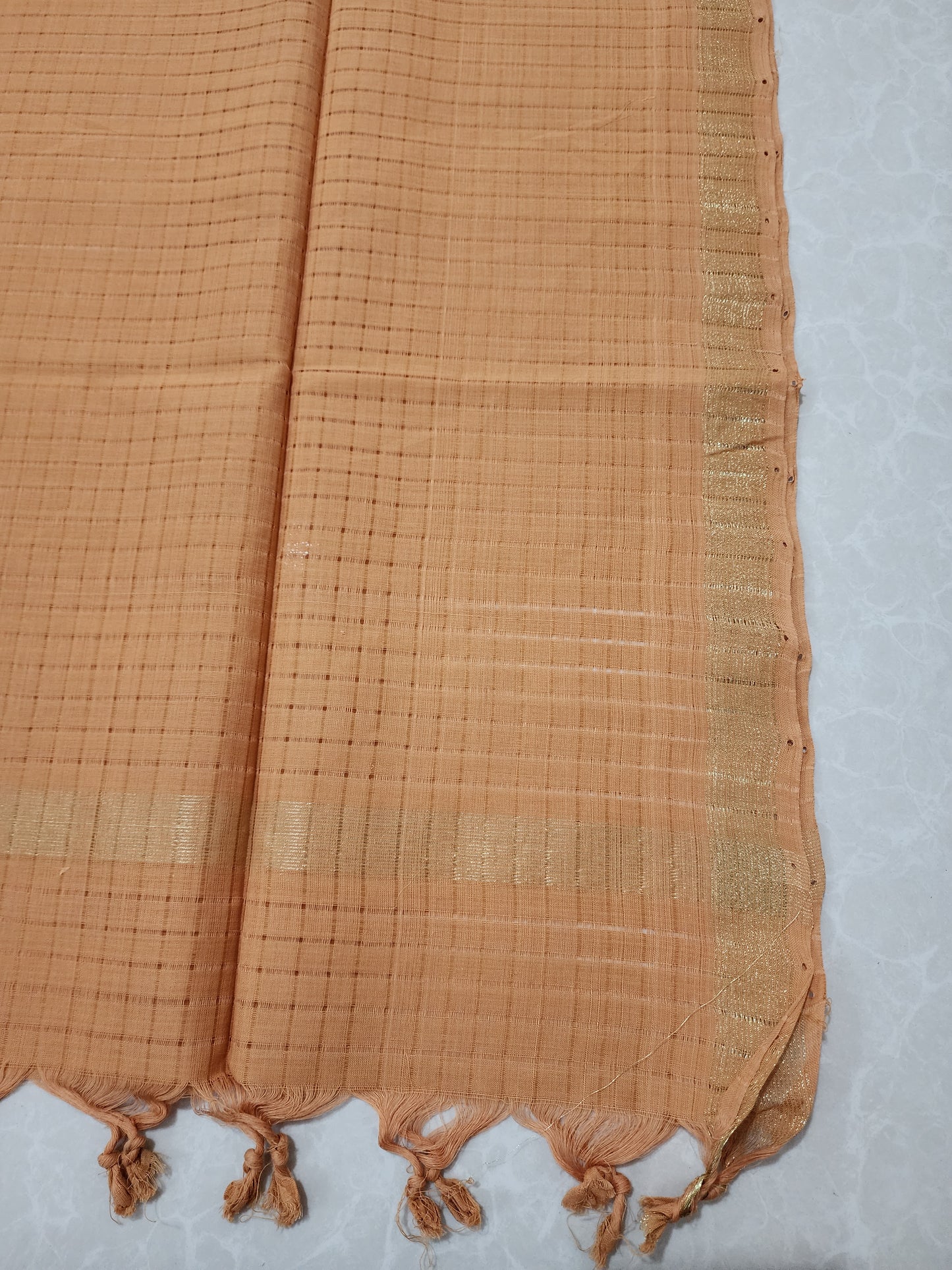 Handloom Cotton Brown Checks Dupatta
