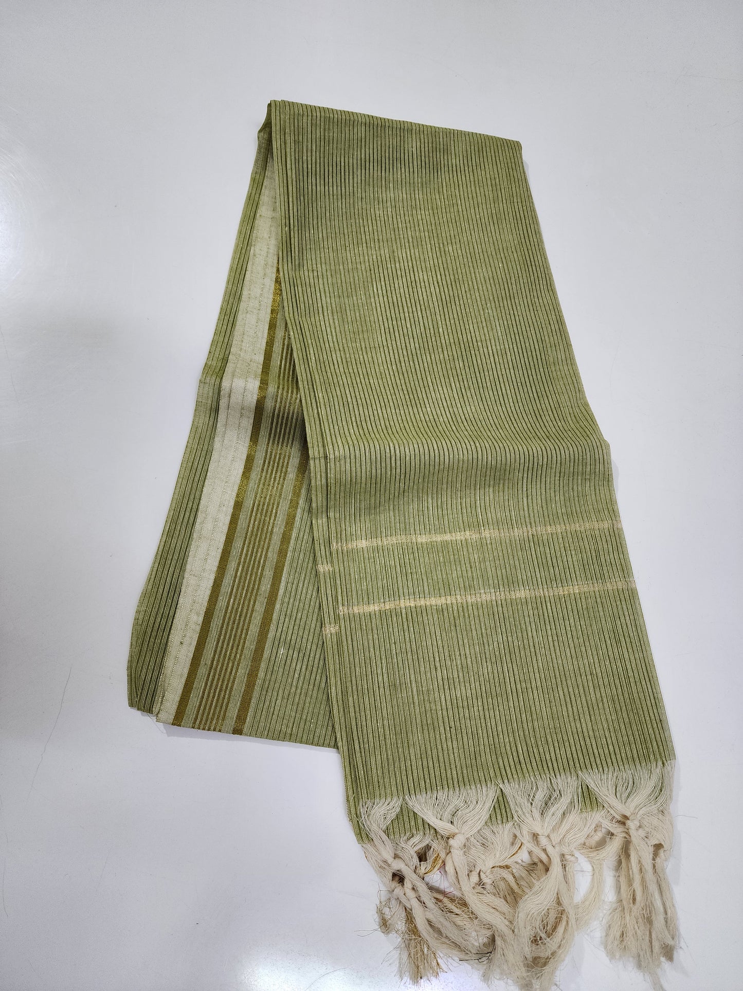 Handloom Cotton pista Green Dupatta