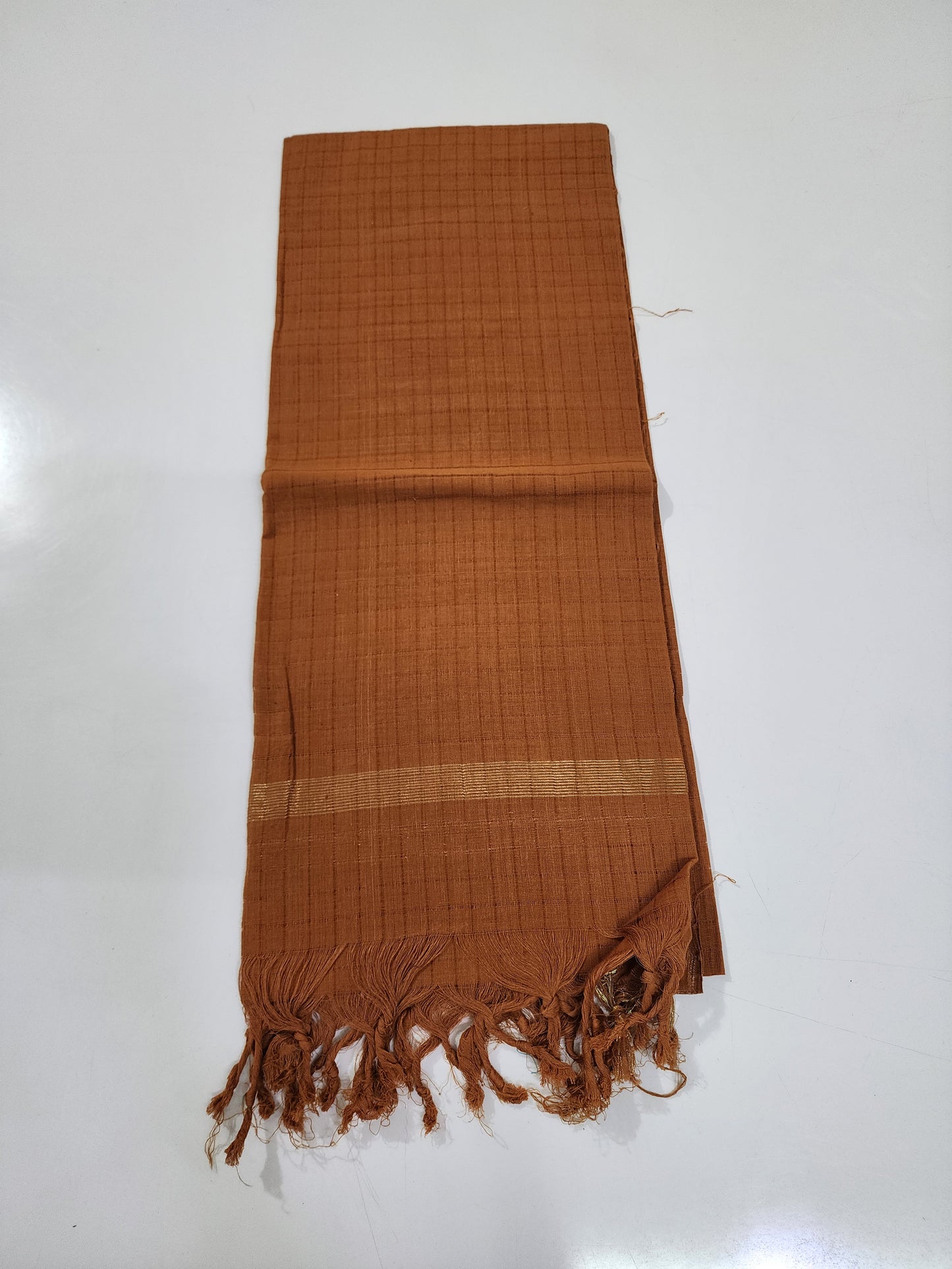Handloom Cotton chocolate checks Dupatta