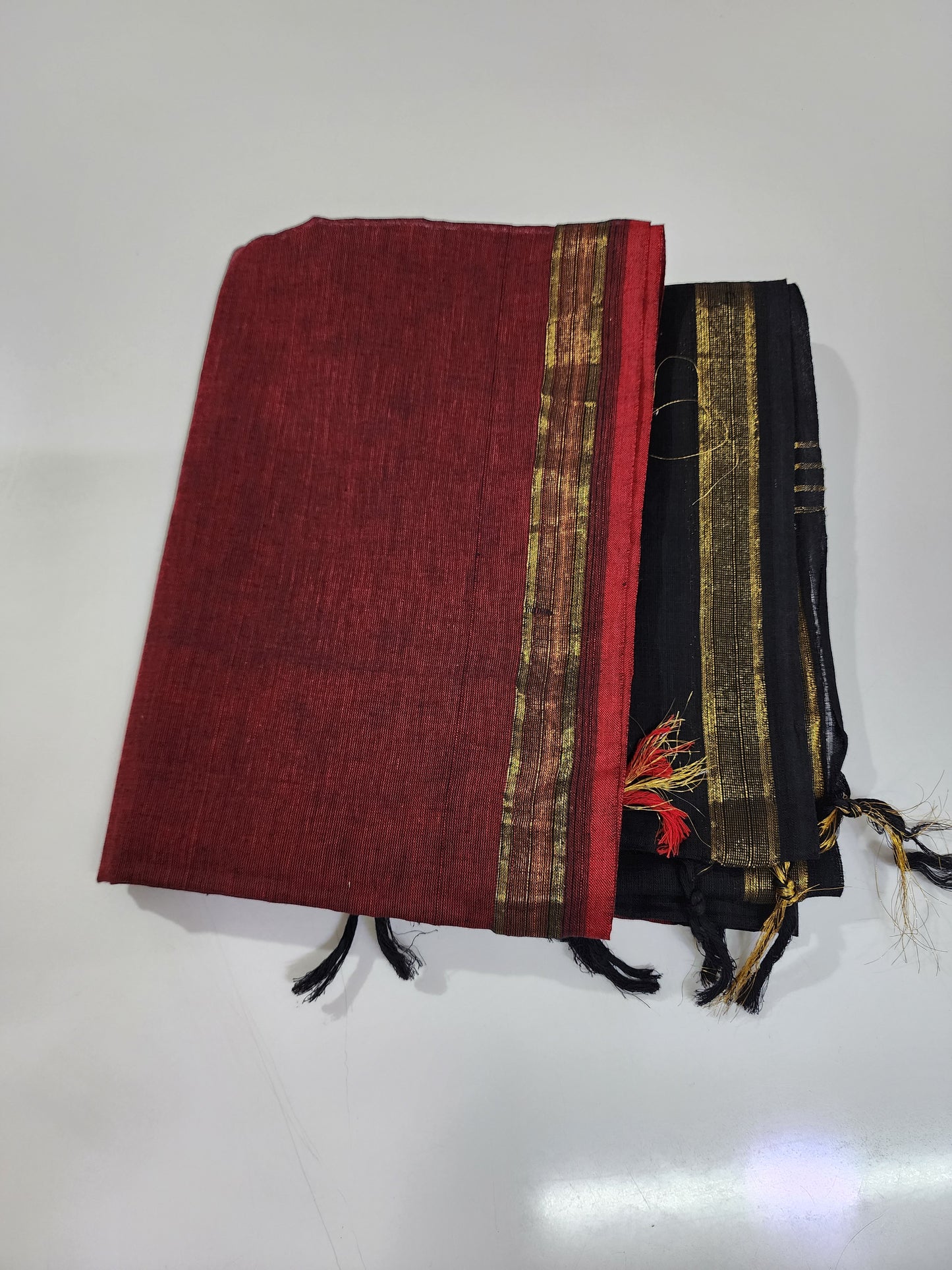 Handloom Cotton red Black Dupatta