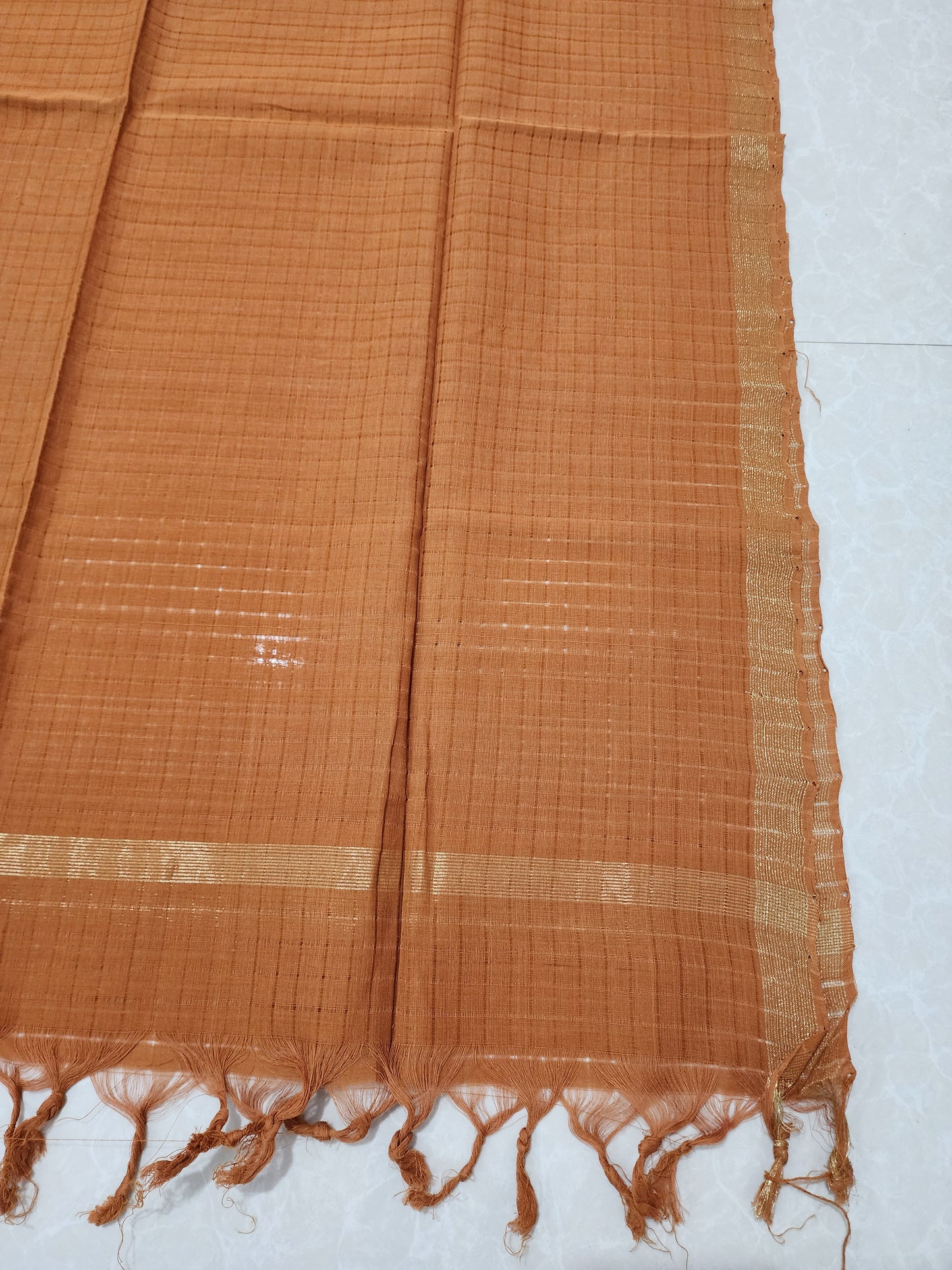 Handloom Cotton chocolate checks Dupatta