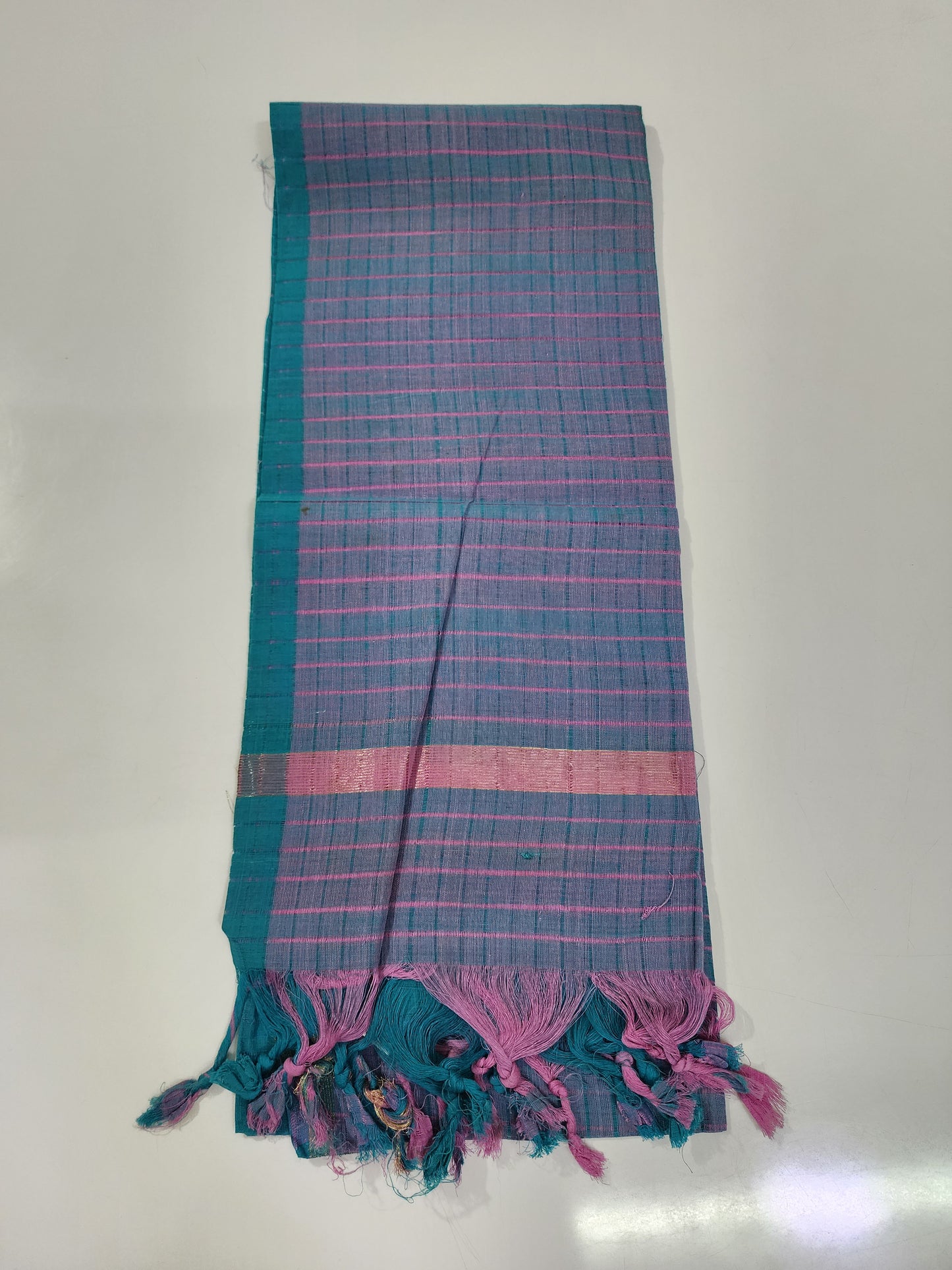 Handloom Cotton Pink Blue Dupatta