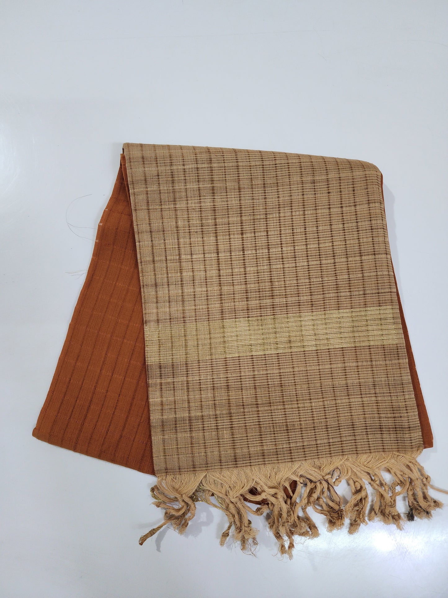 Handloom Cotton Beige and Brown Dupatta