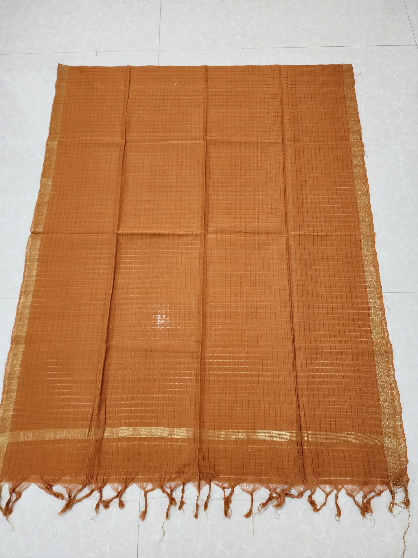 Handloom Cotton chocolate checks Dupatta