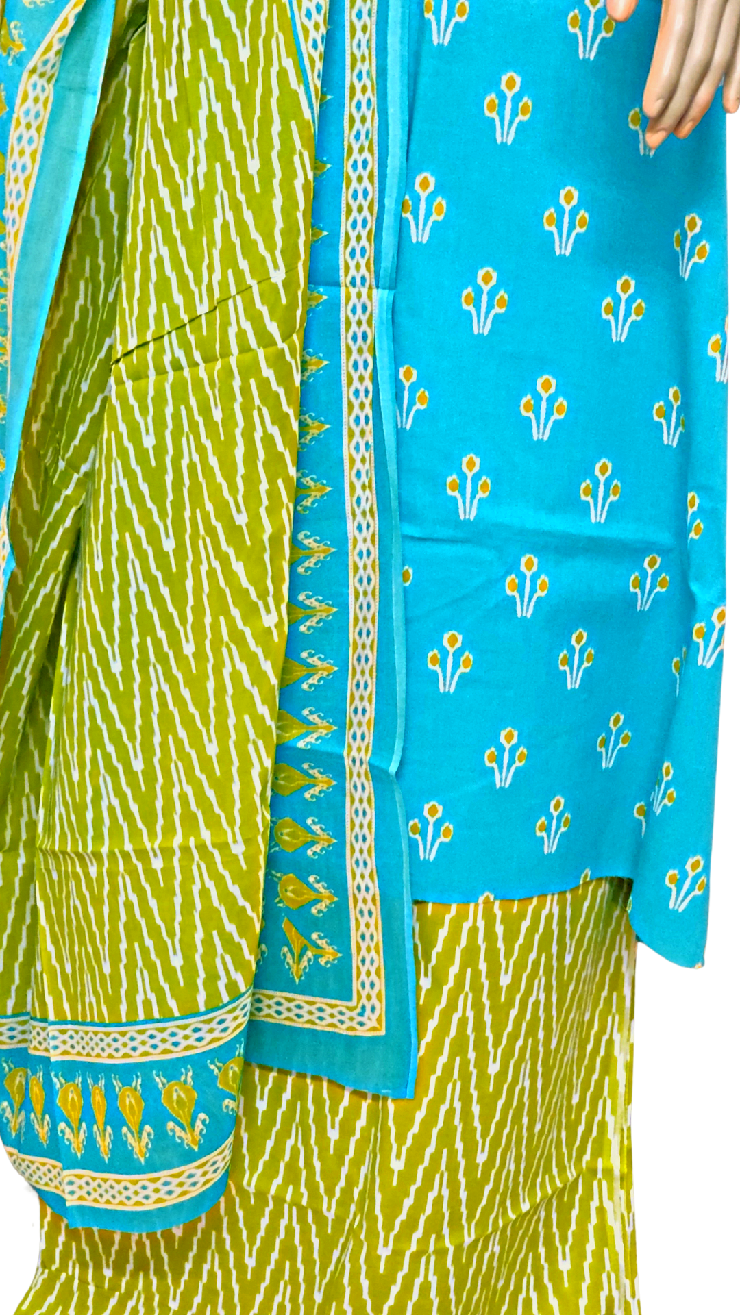 Dress Material Premium Cotton Blue & Green